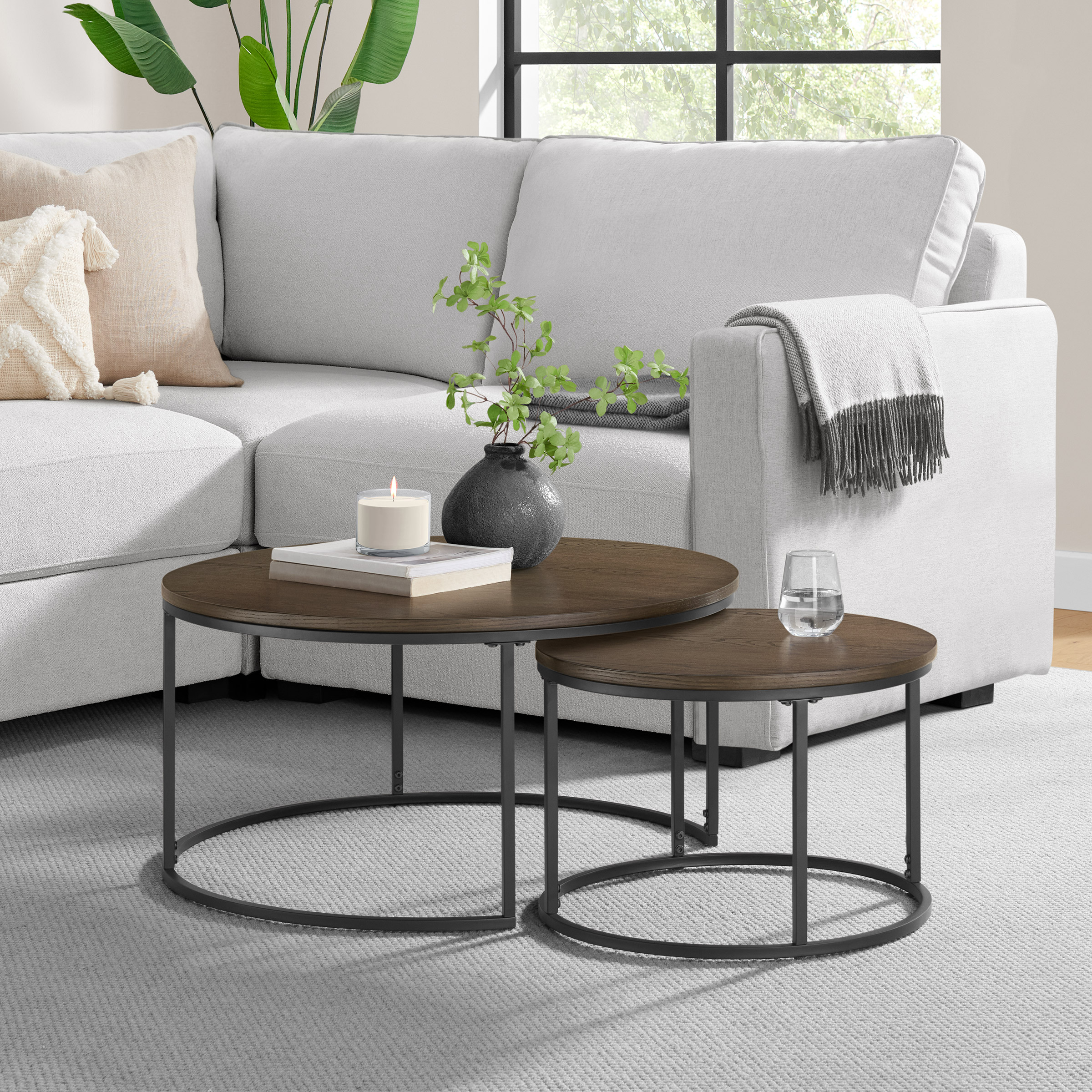 Bayside Furnishings 2-piece Nesting Table Set, 80 cm (31.5 in.) and 52 cm (20.5 in.)