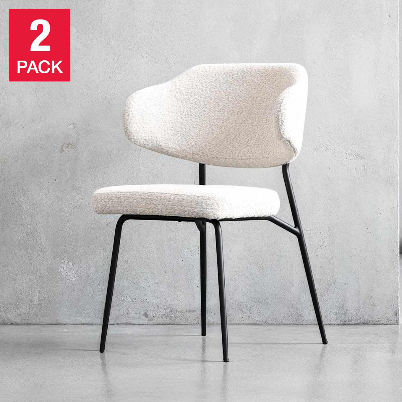 Mobital Clutch Fabric Dining Chair with Black Frame, 2-pack