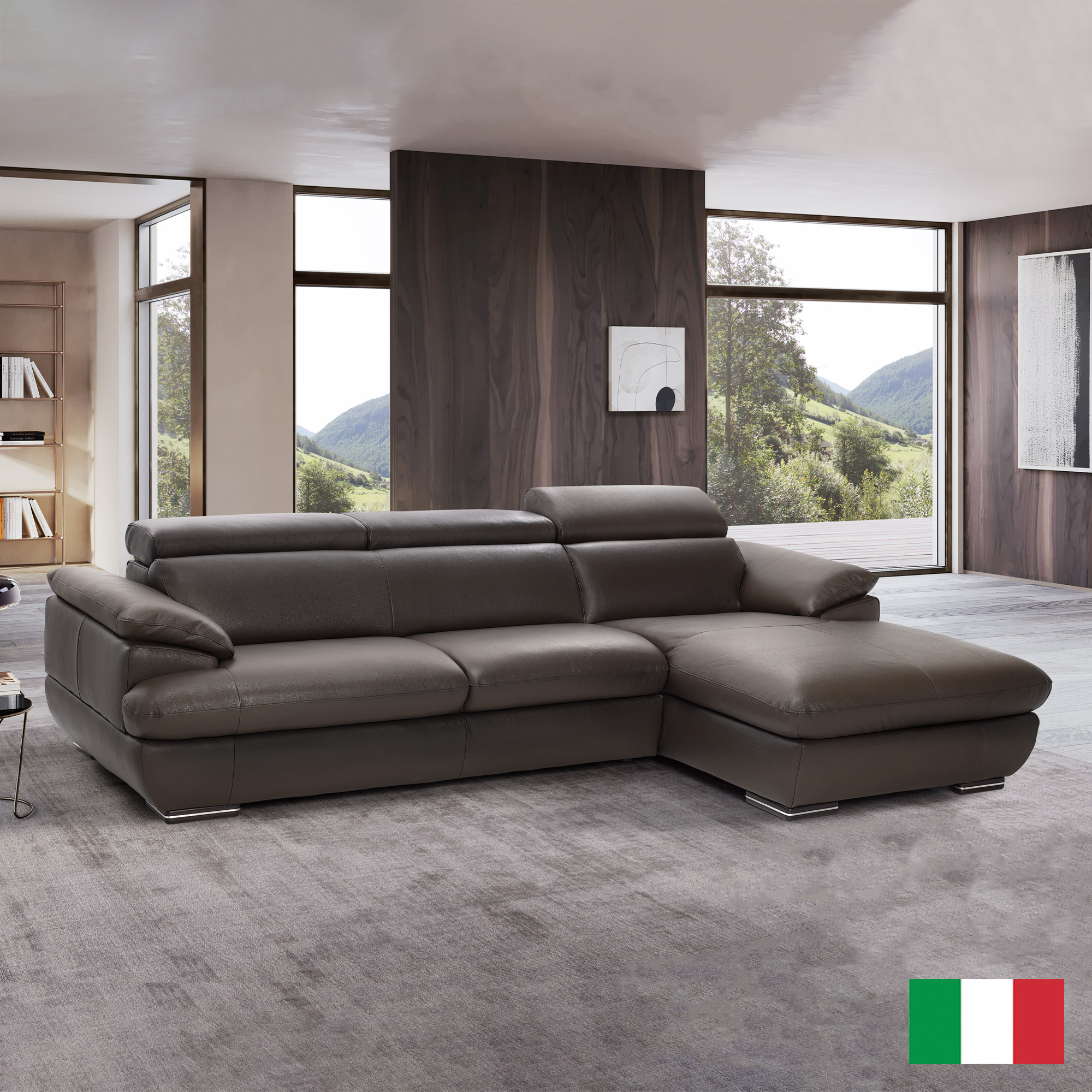 Monza II 2-piece Top Grain Leather Right-hand Facing Sofa Chaise