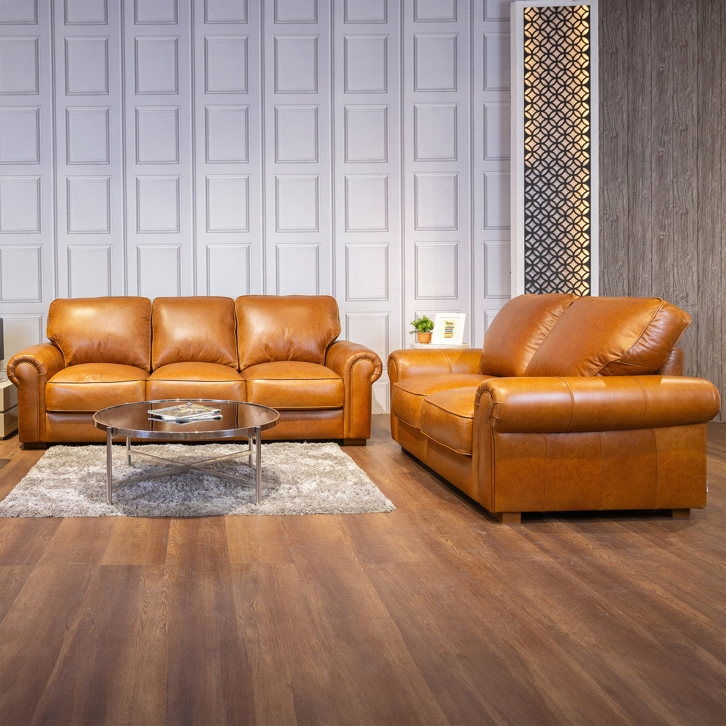 Stearns & Foster Royce 2-piece Top Grain Leather Living Room Set