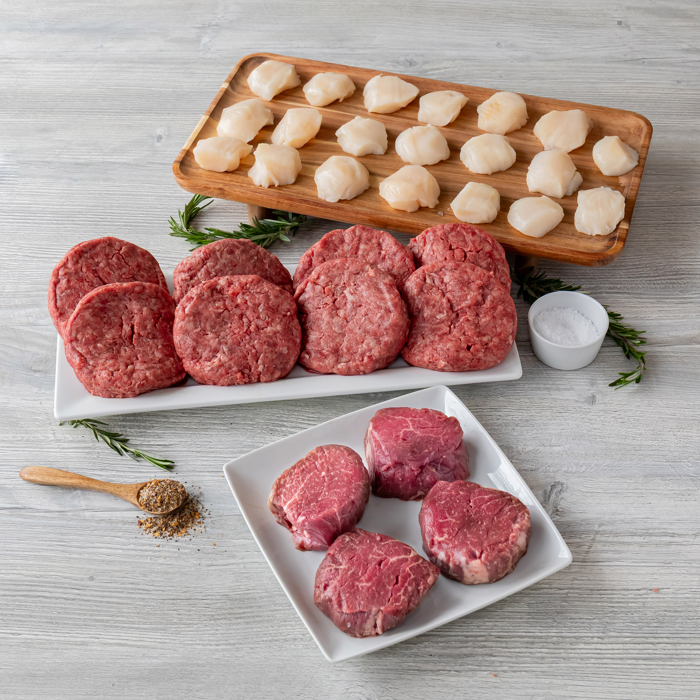 Chicago Steak Filet Mignon & Scallop Combo  14 Total Packs  7 Lbs. Total