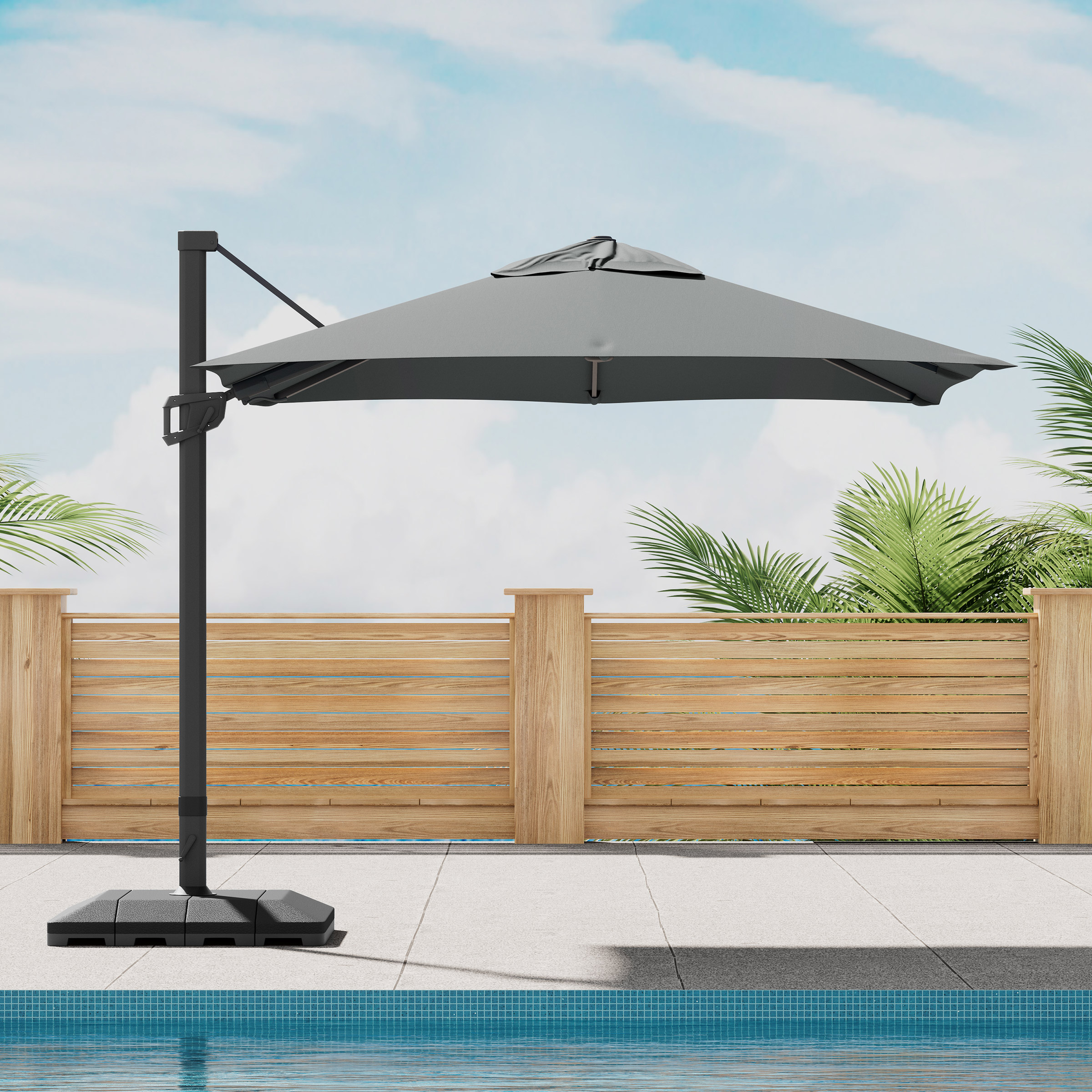 Sirio 4 m x 3 m (13ft. x 10ft.) Patio Cantilever Umbrella with Base ...