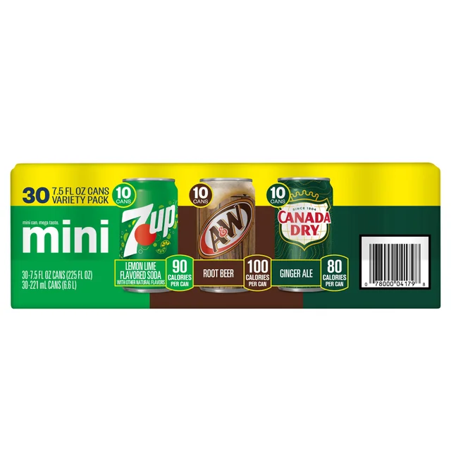SEVEN UP MINI VARIETY 30 COUNT 7.5 OZ EACH