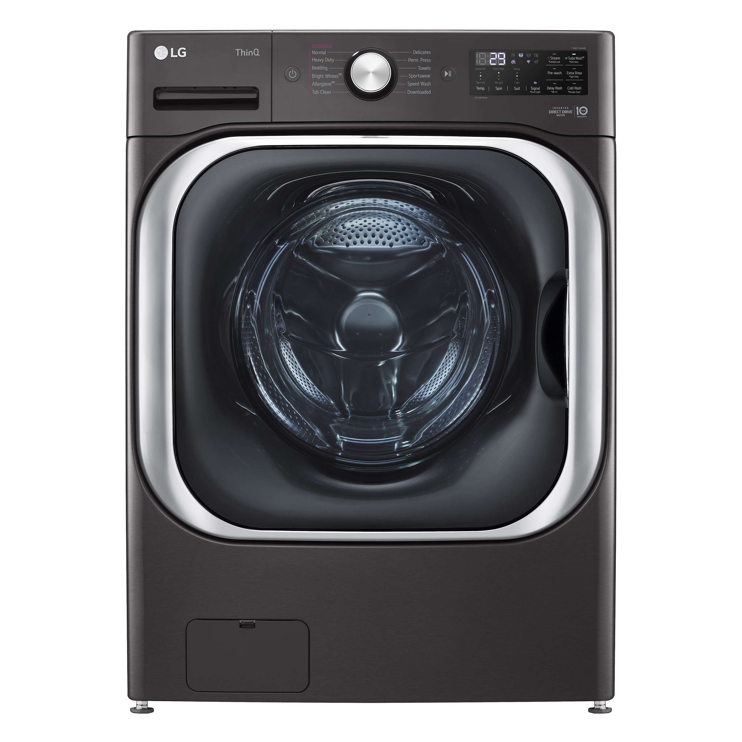 LG 6.0 cu ft. Black Steel Front Load Washer with Smart Wi-Fi and TurboWash 