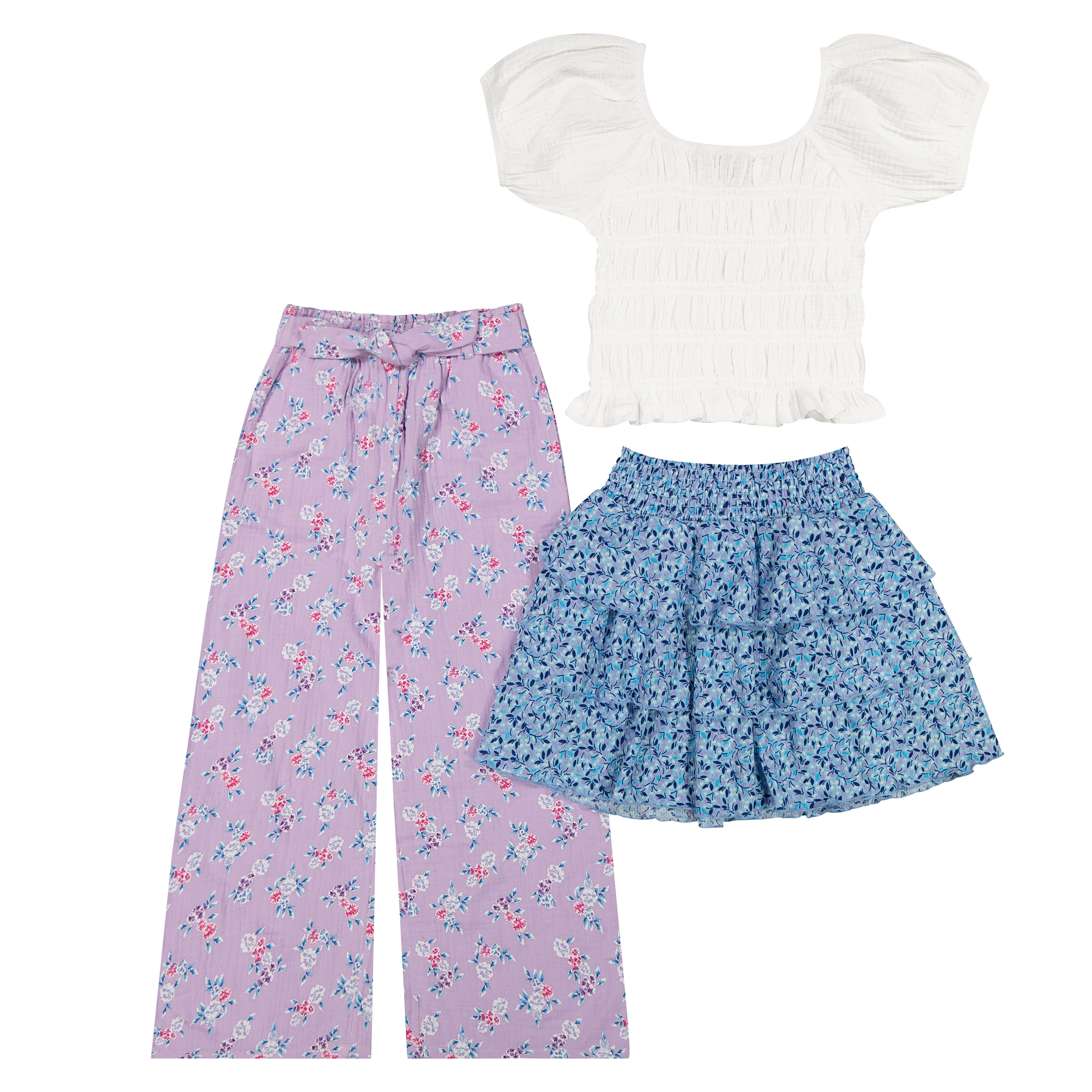 French Connection Youth 3-piece Purple Pant & Skirt Set | Costco