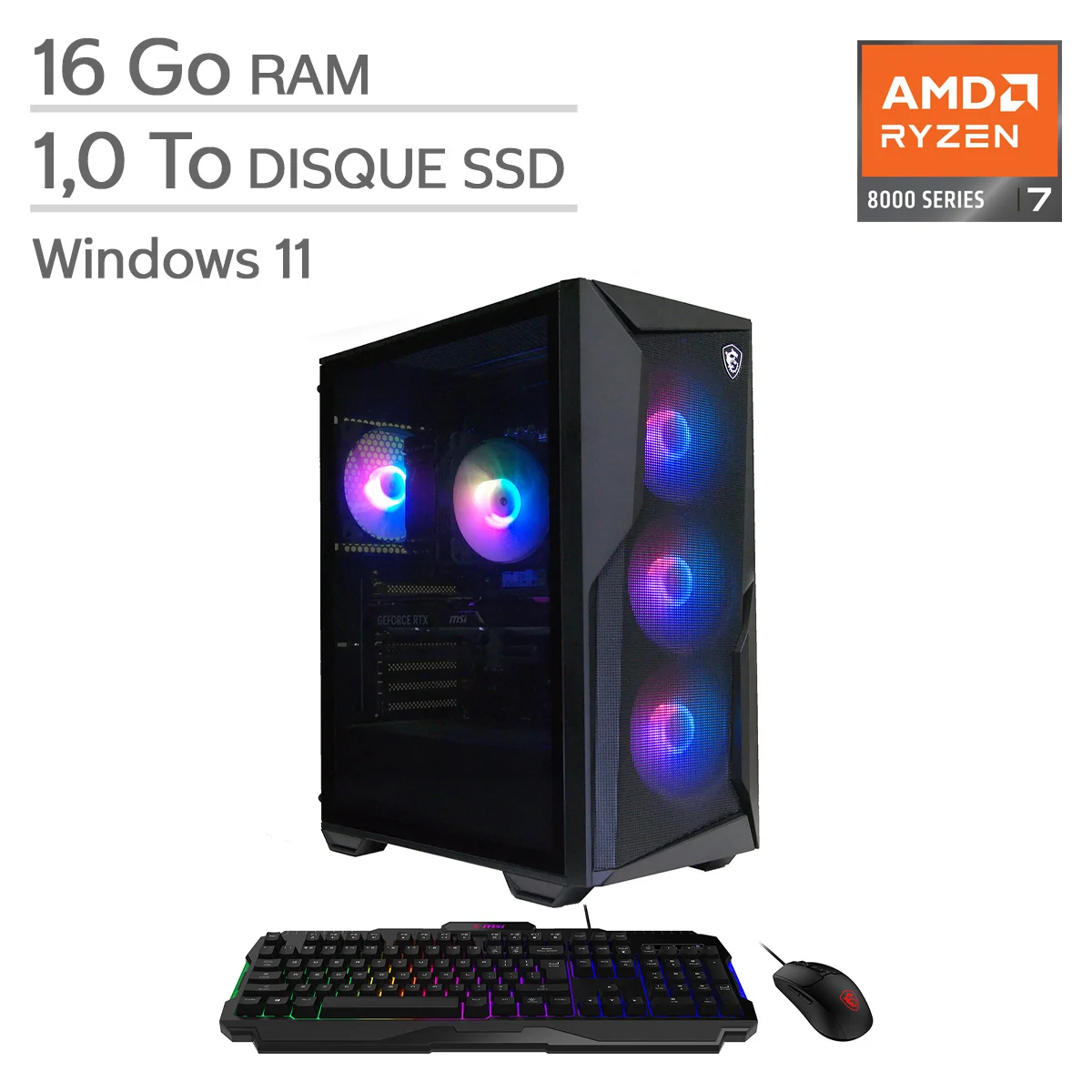 MSI Codex Z2 Gaming Desktop, AMD Ryzen 7 8700F - 16GB RAM, 1TB SSD
