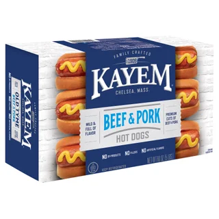 Kayem Beef & Pork Hot Dogs, 80 oz
