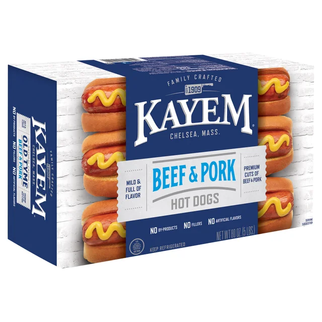 Kayem Beef & Pork Hot Dogs, 80 oz