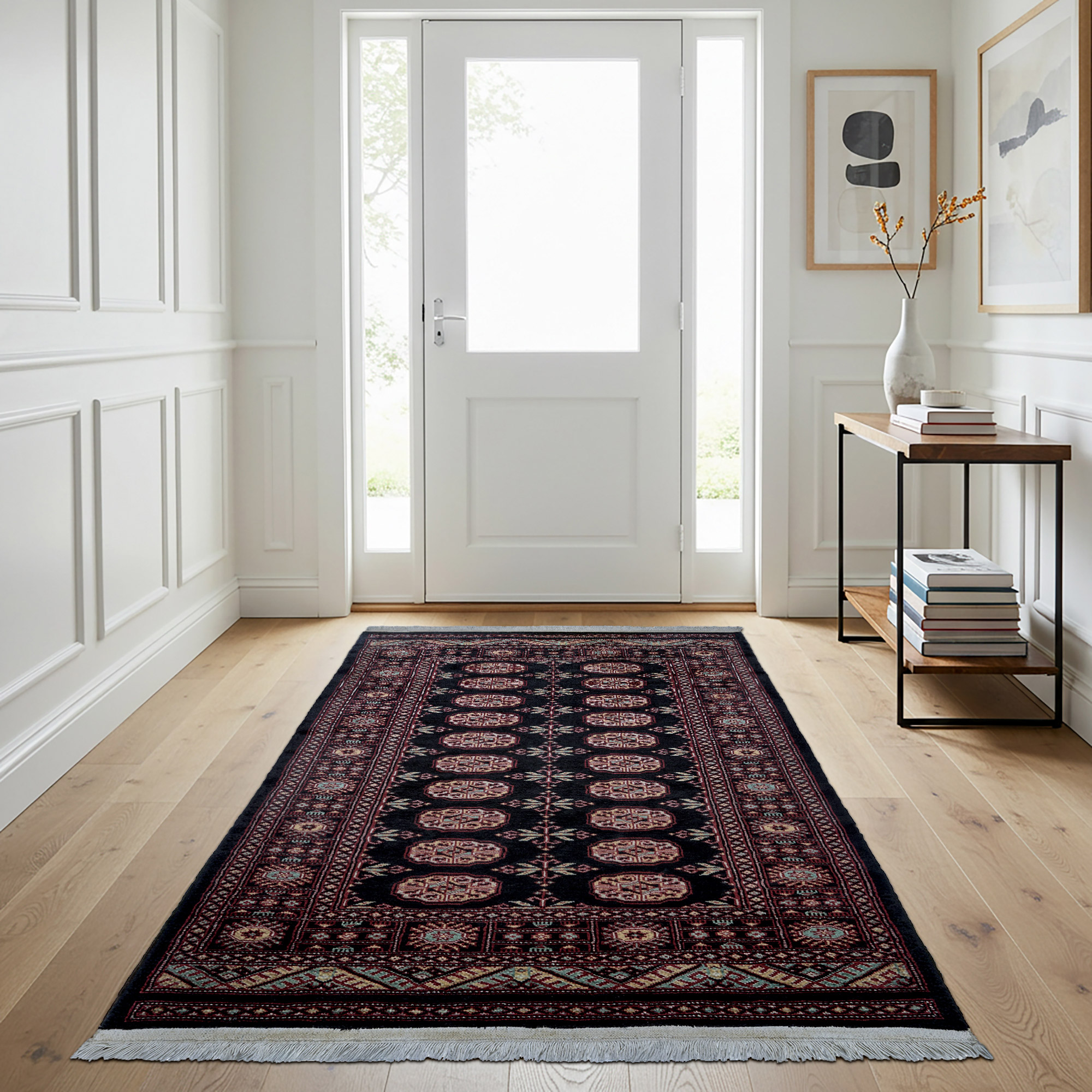 Pakistani Hand Knotted Rug Collection  Classic Bukhara Abruzzi Black