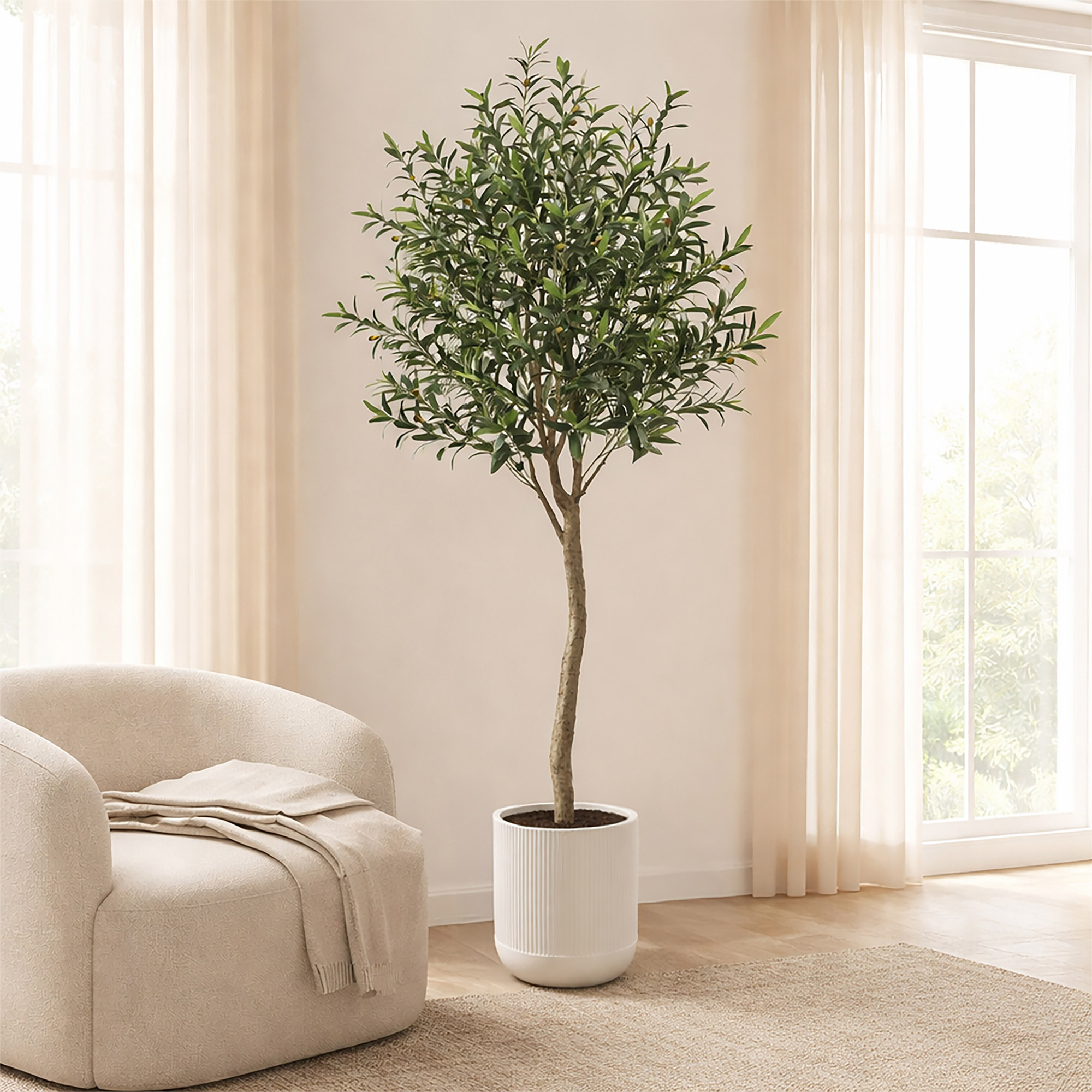 Faux 6.5’ Topiary Olive Tree
