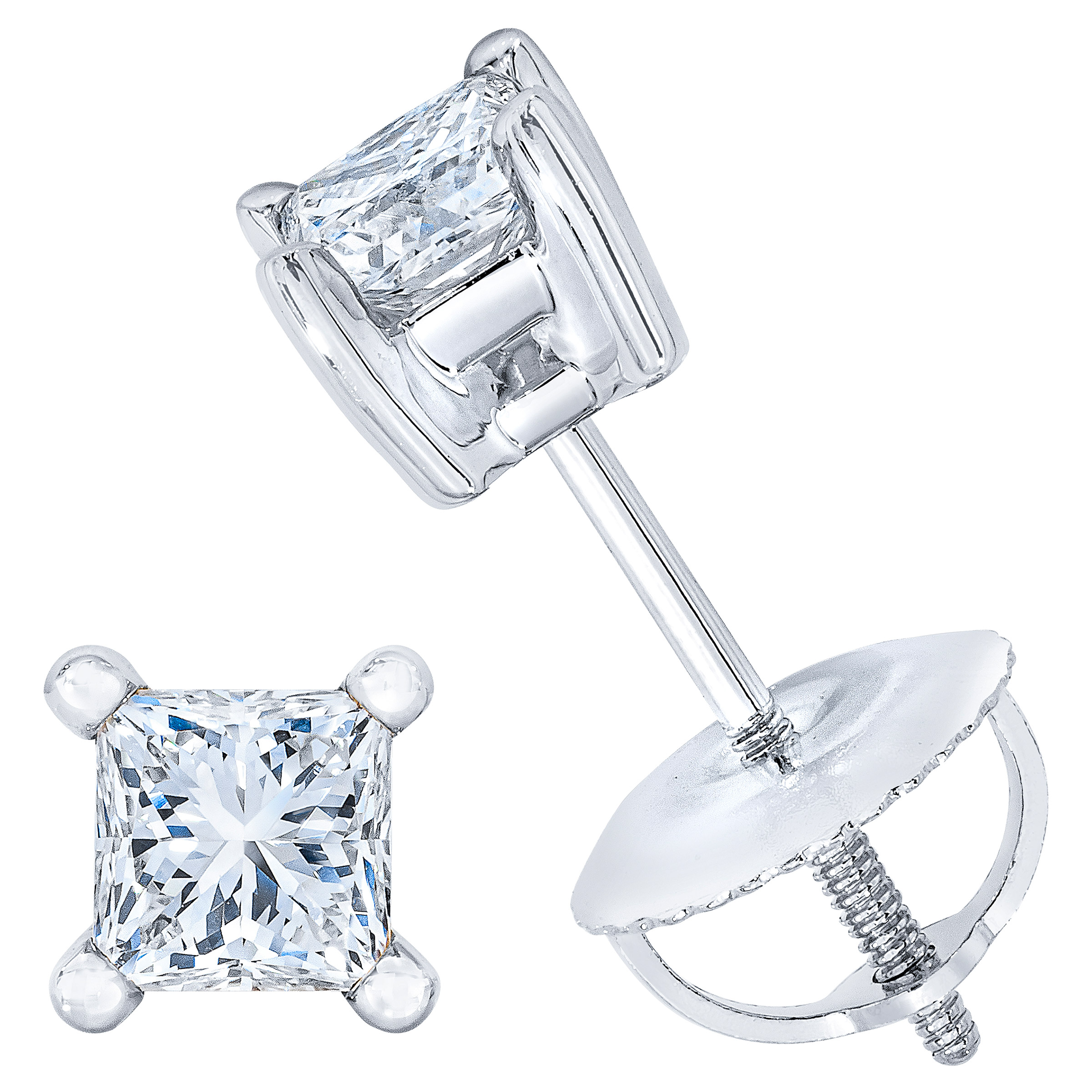 Princess Cut Diamond Stud Earrings (0.48 ctw)