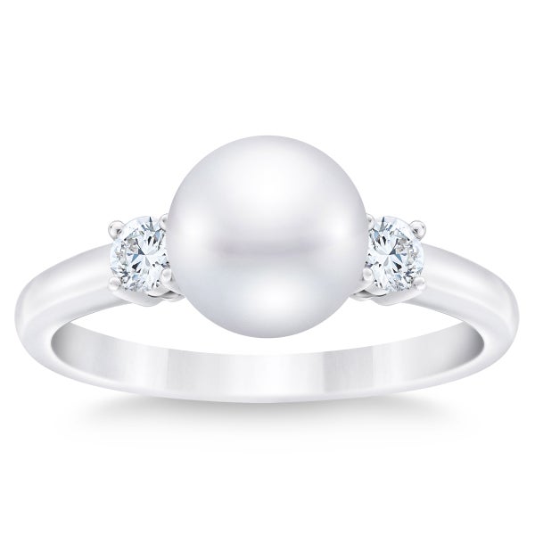 14K Gold Freshwater Pearl & 1/8 CTW Diamond Leaf Ring 14K Gold Freshwater Pearl & 1/8 CTW Diamond Leaf Ring