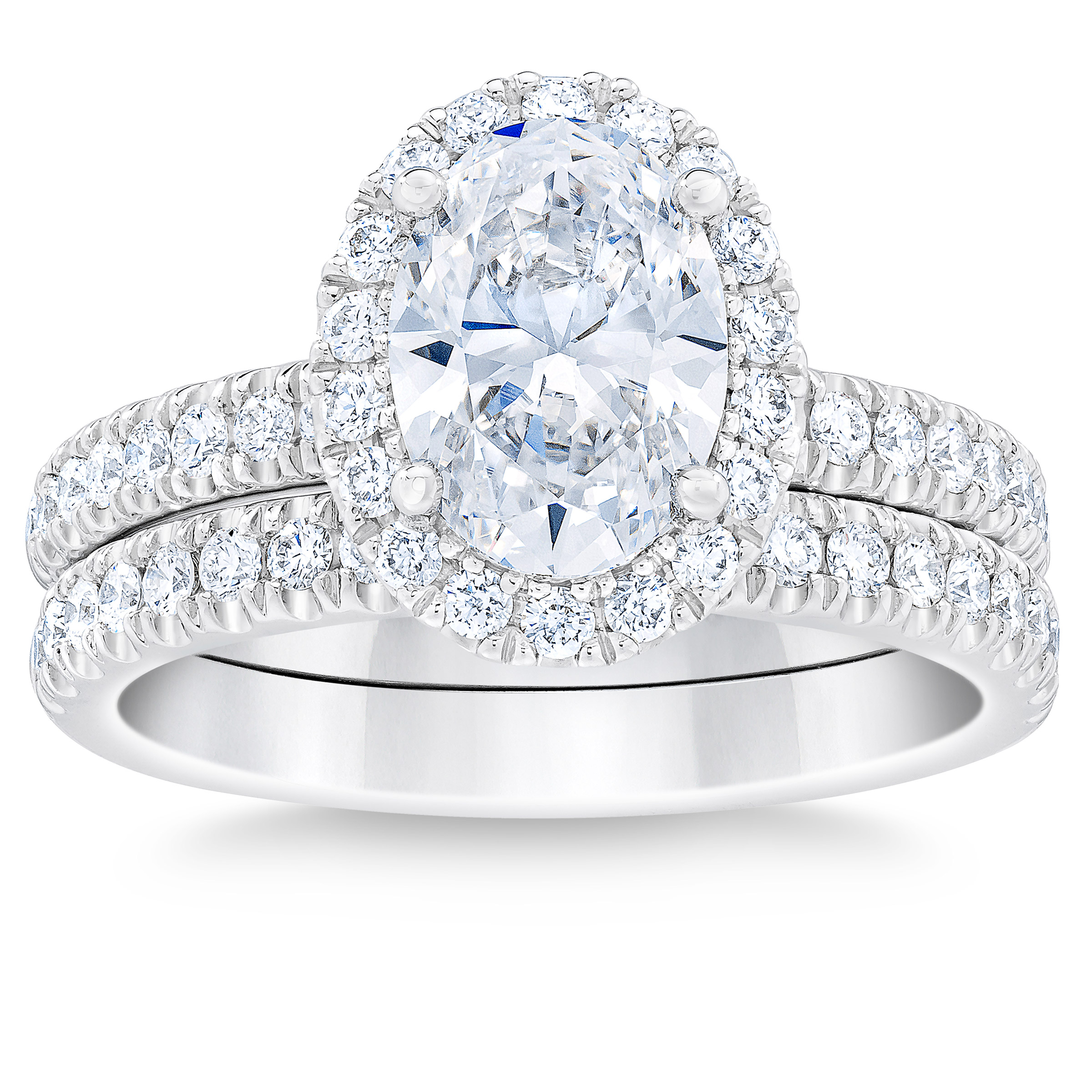 2.33 ctw Oval Cut, VVS2 Clarity, G Colour, Diamond Wedding Set