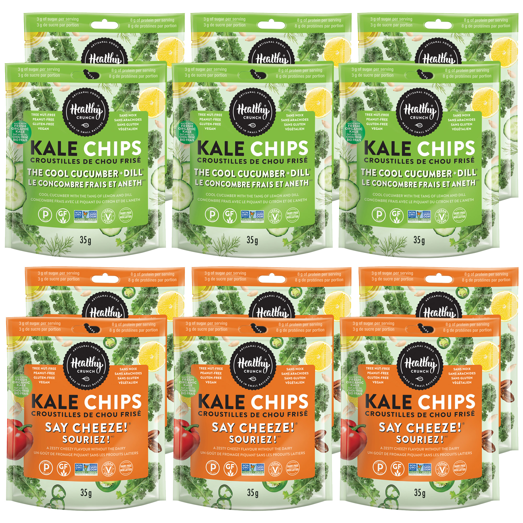 Healthy Crunch Kale Chips, Variety Pack, 12 × 35 g