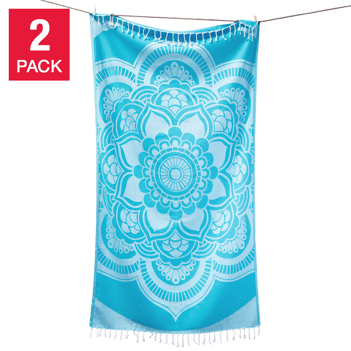 Turkish Towel Company Mandala Jacquard Peshtemal Towel  2-piece