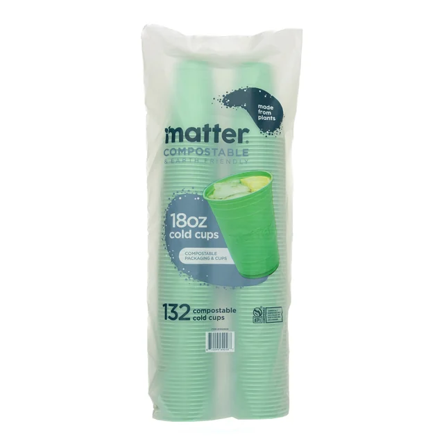 MATTER COMPOSTABLES PARTY COLD CUP 18OZ 132CT PACK