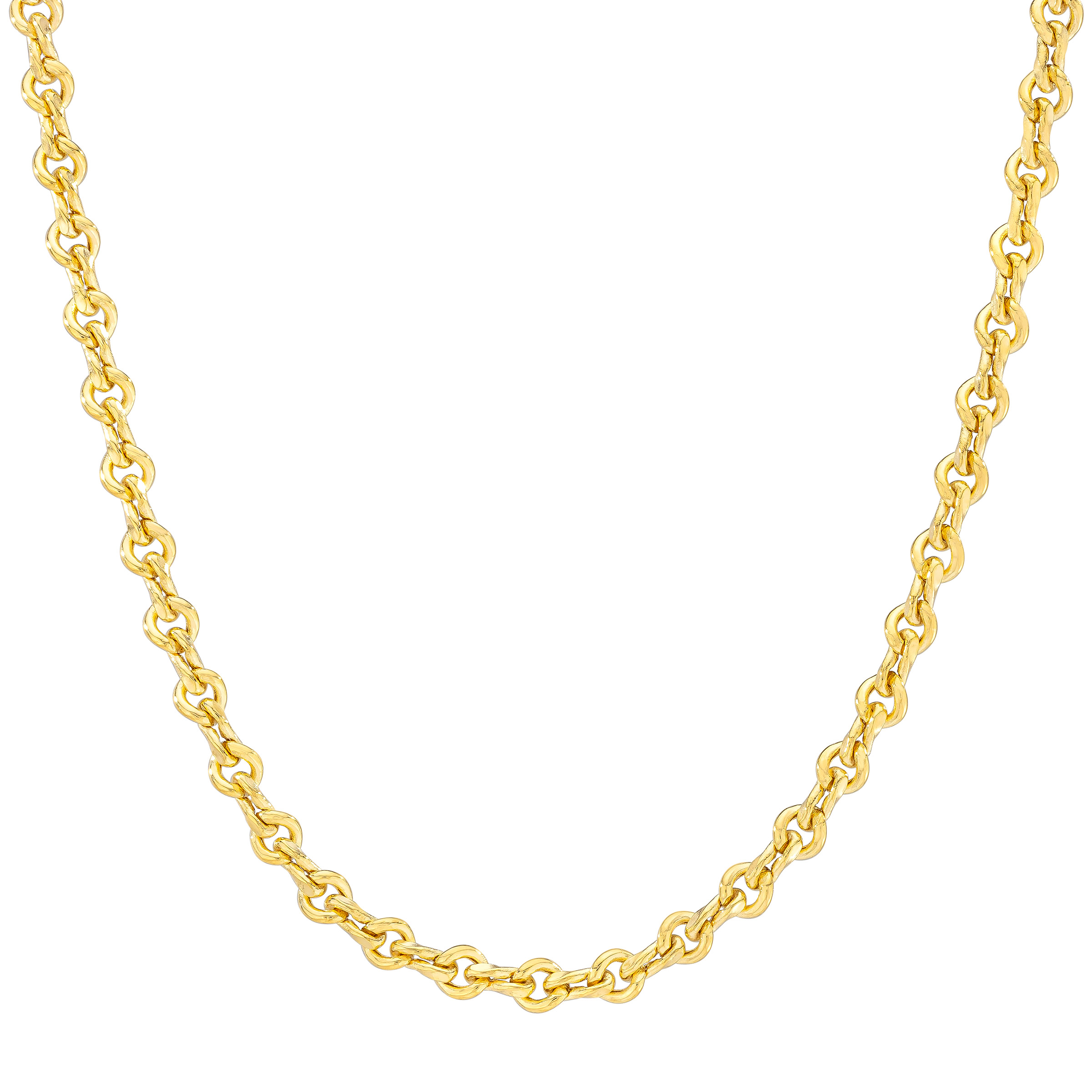 Twist Mixed Link Chain Necklace in Yellow Gold