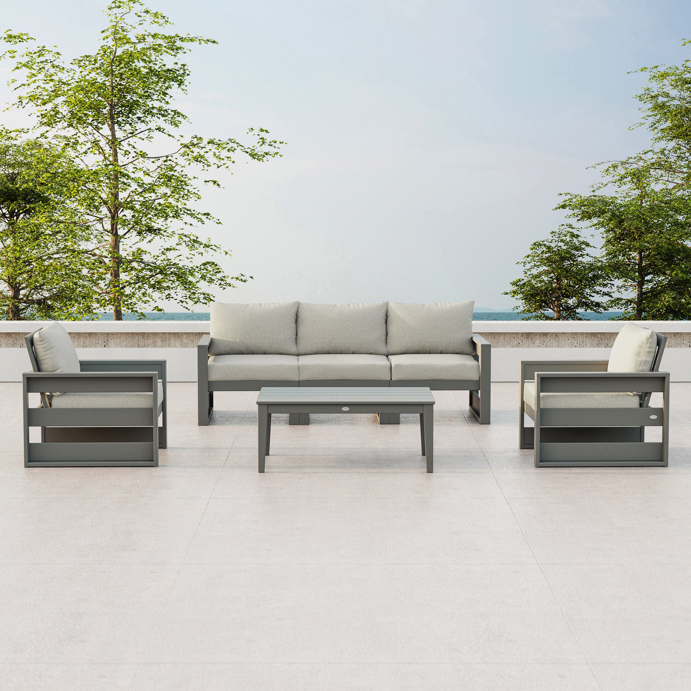 POLYWOOD Westport 4-piece Outdoor Patio Deep Seating Set with Sofa