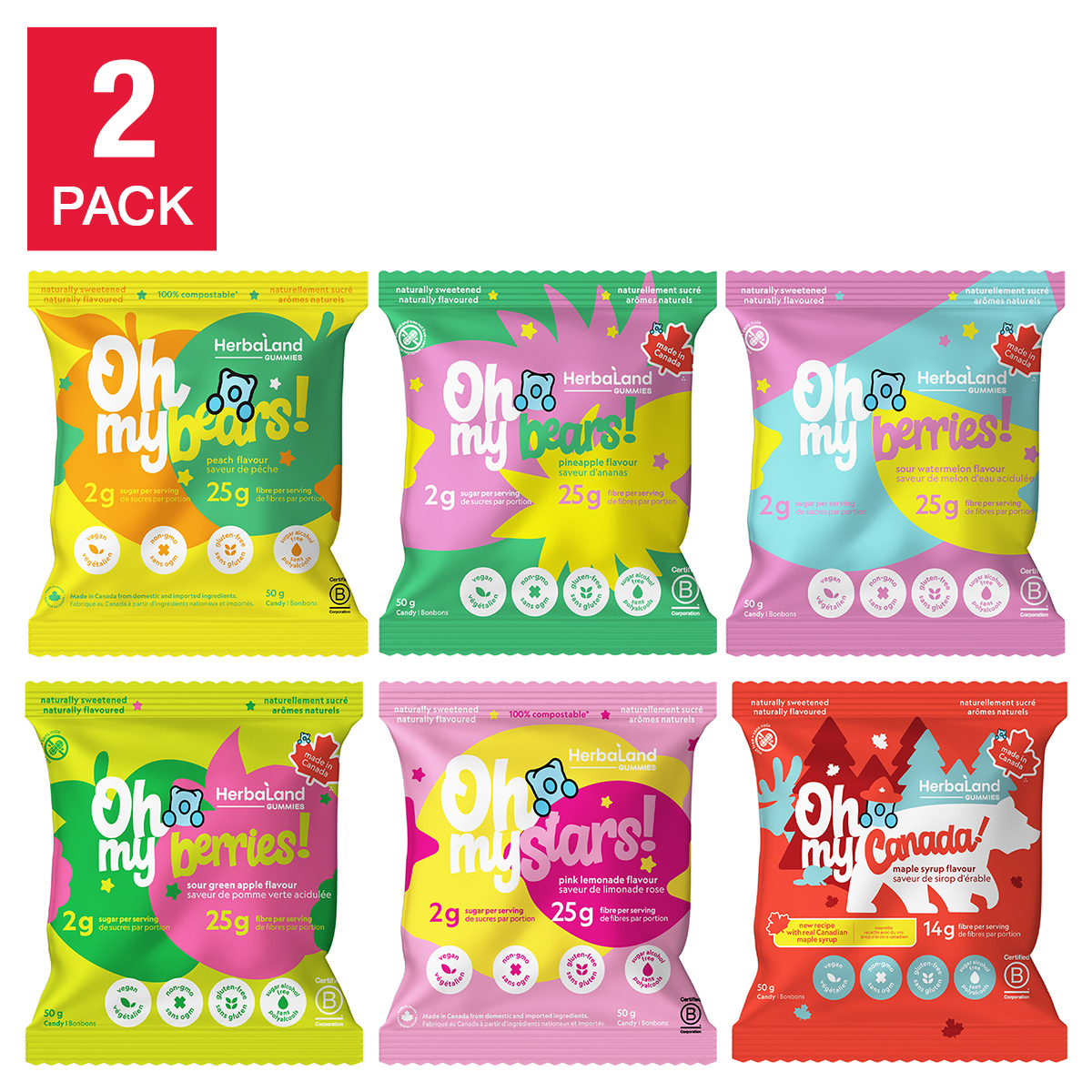 Herbaland Gummies Oh My! Candies, 12 × 50 g