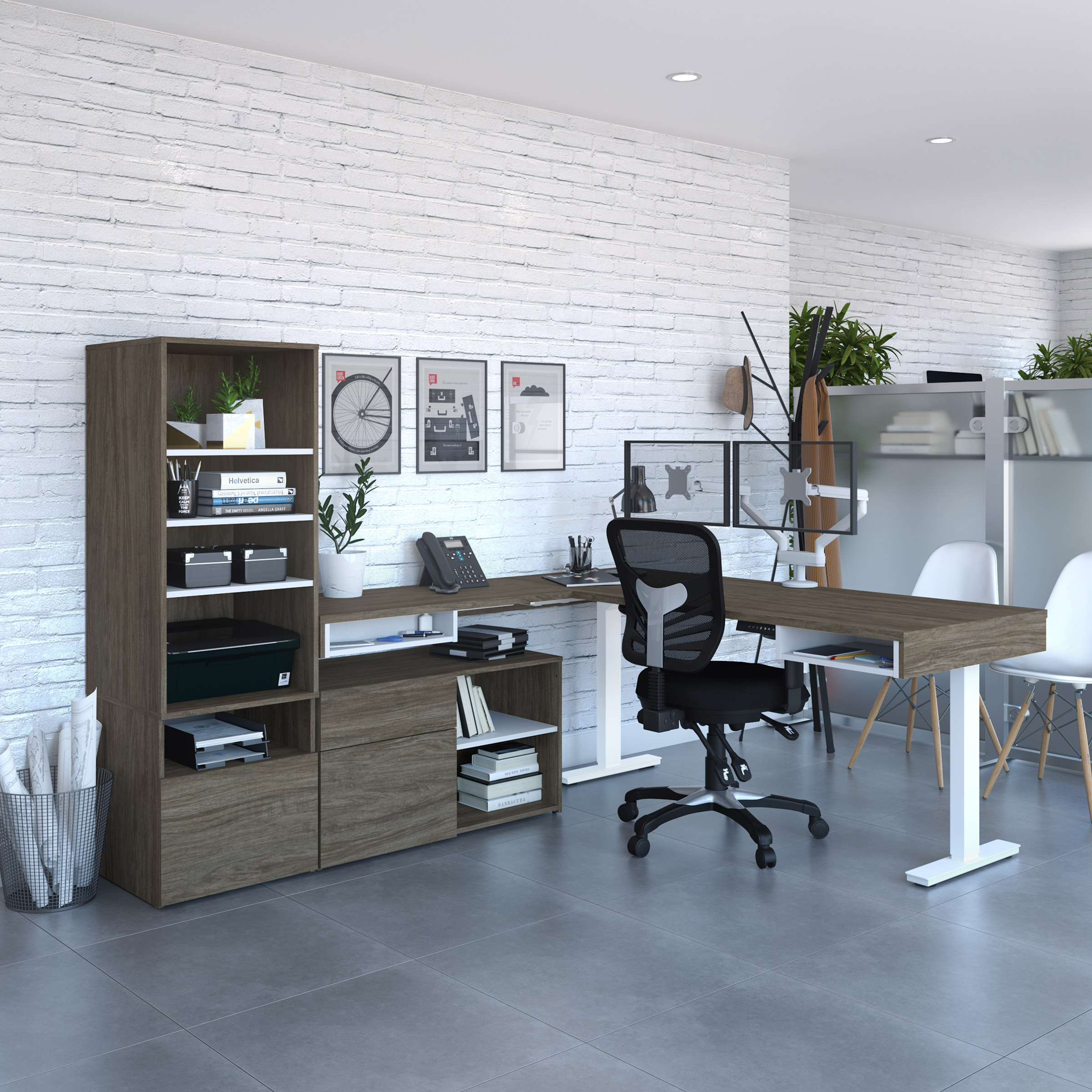 Bestar Viva L-shaped Height-adjustable Workstation