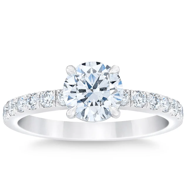 1.55CTW ROUND DIAMOND PLATINUM WEDDING RING 1.10CT CENTER VS1 "H"
