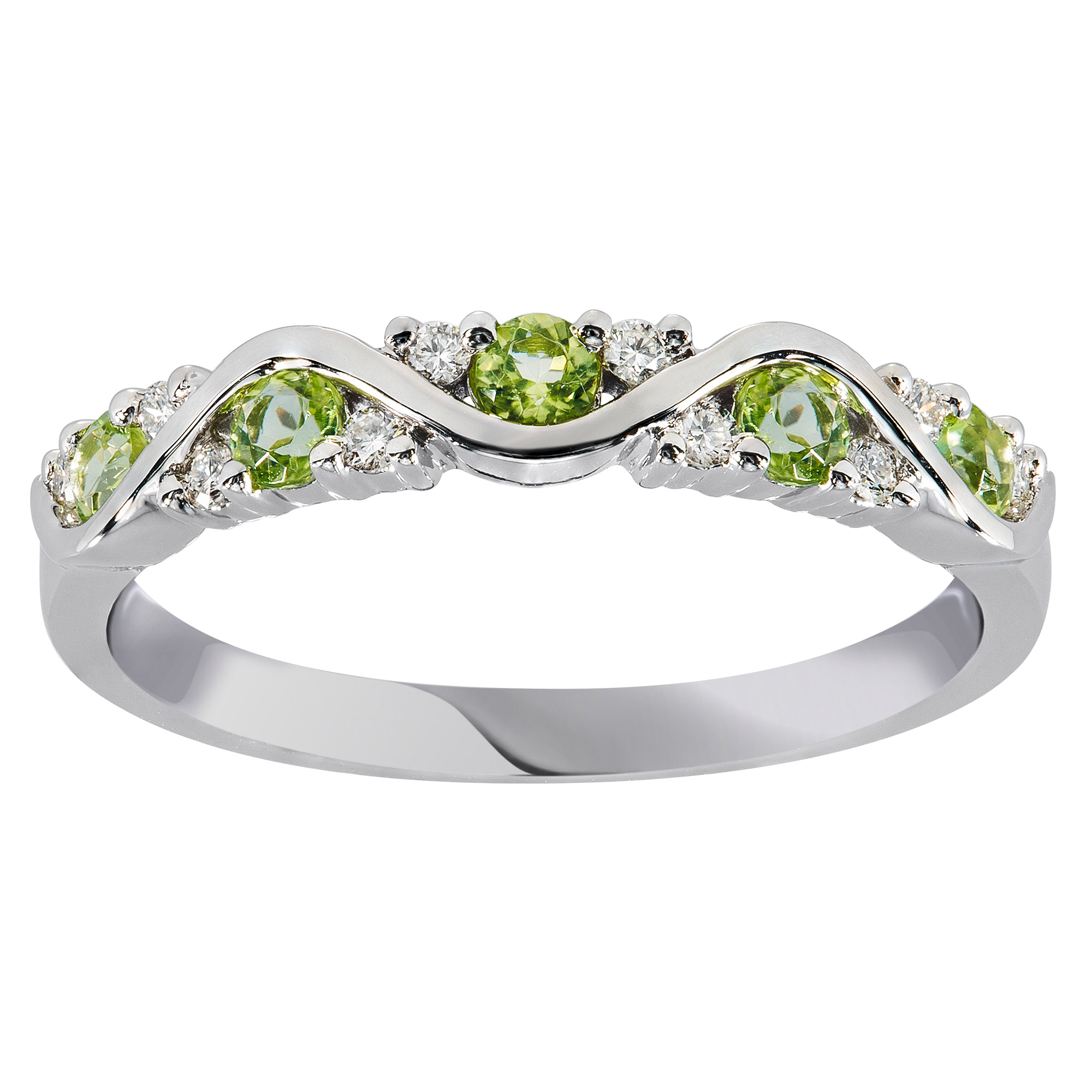 Round Peridot and Diamond Band (0.09 ctw)