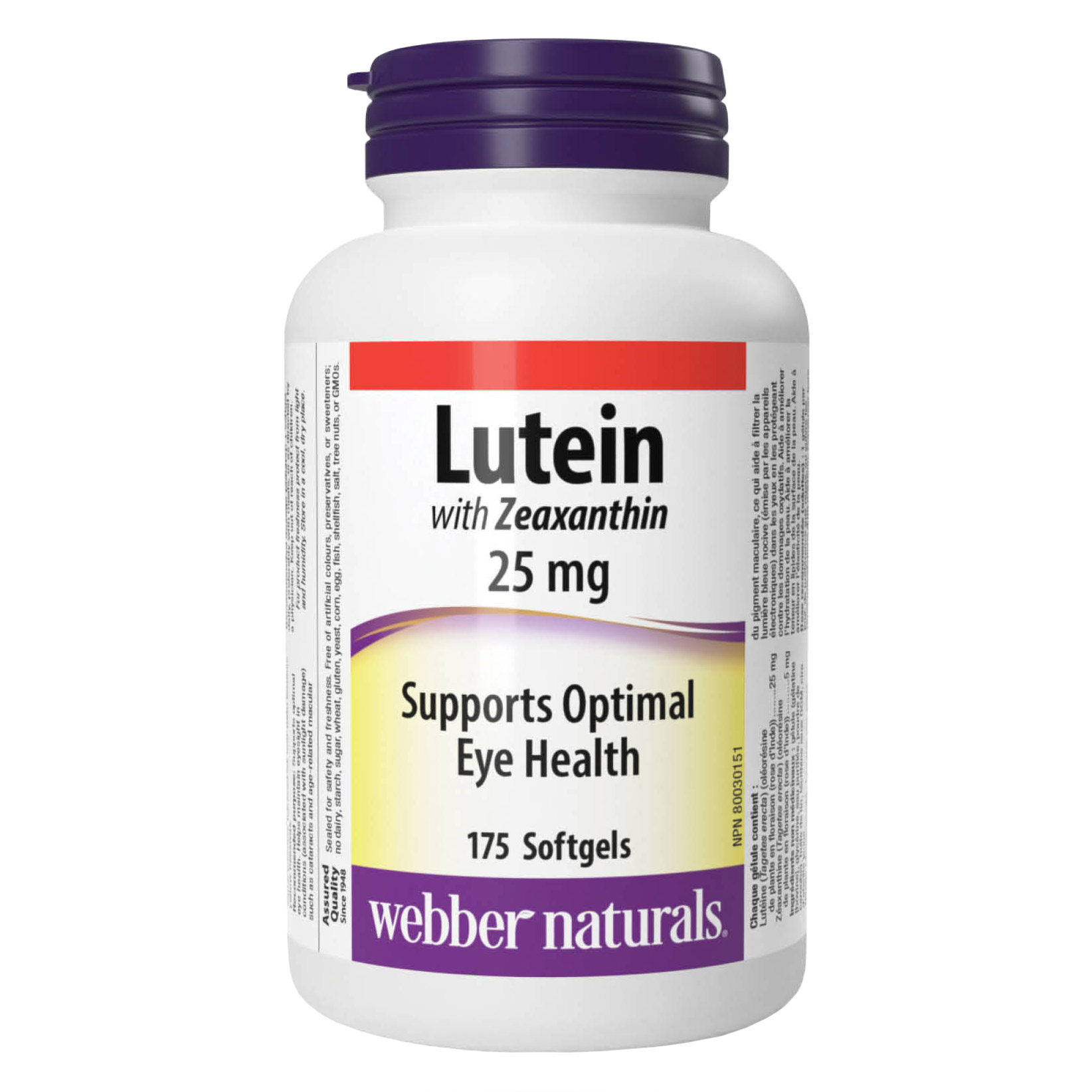 webber naturals Lutein 25 mg with 5mg of Zeaxanthin - 175 softgels