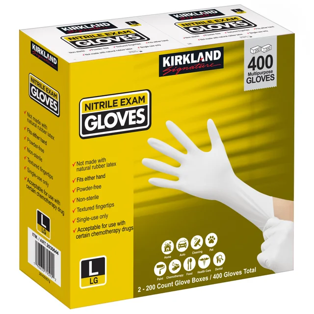 KIRKLAND SIGNATURE NITRILE EXAM GLOVE LARGE 2/200 CT