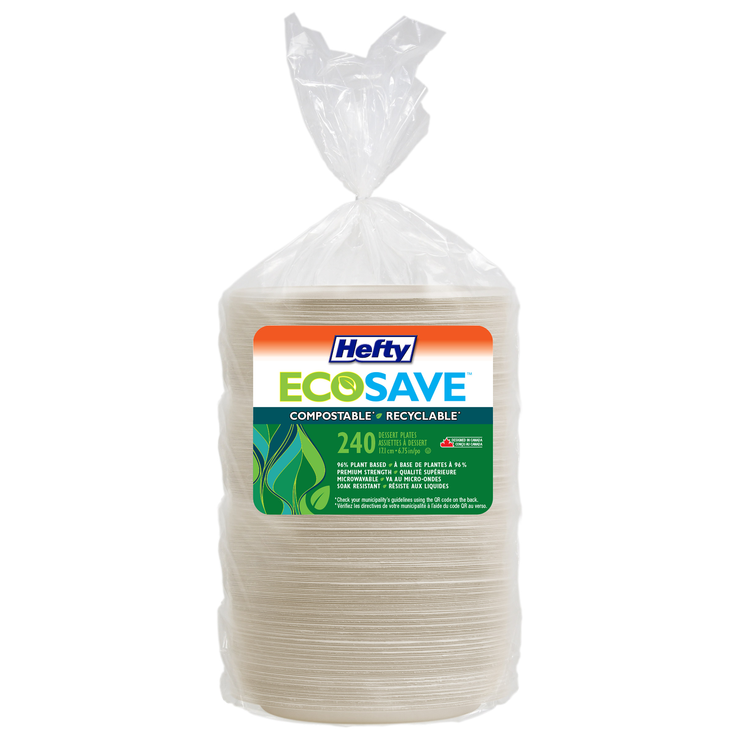 Hefty EcoSave Dessert Paper Plates Disposable Plates, 240- pack 