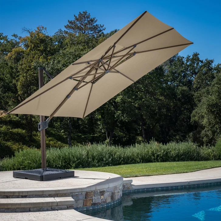 cantilever patio umbrella costco SunVilla 12 ft. Square 3-Tier Cantilever Umbrella