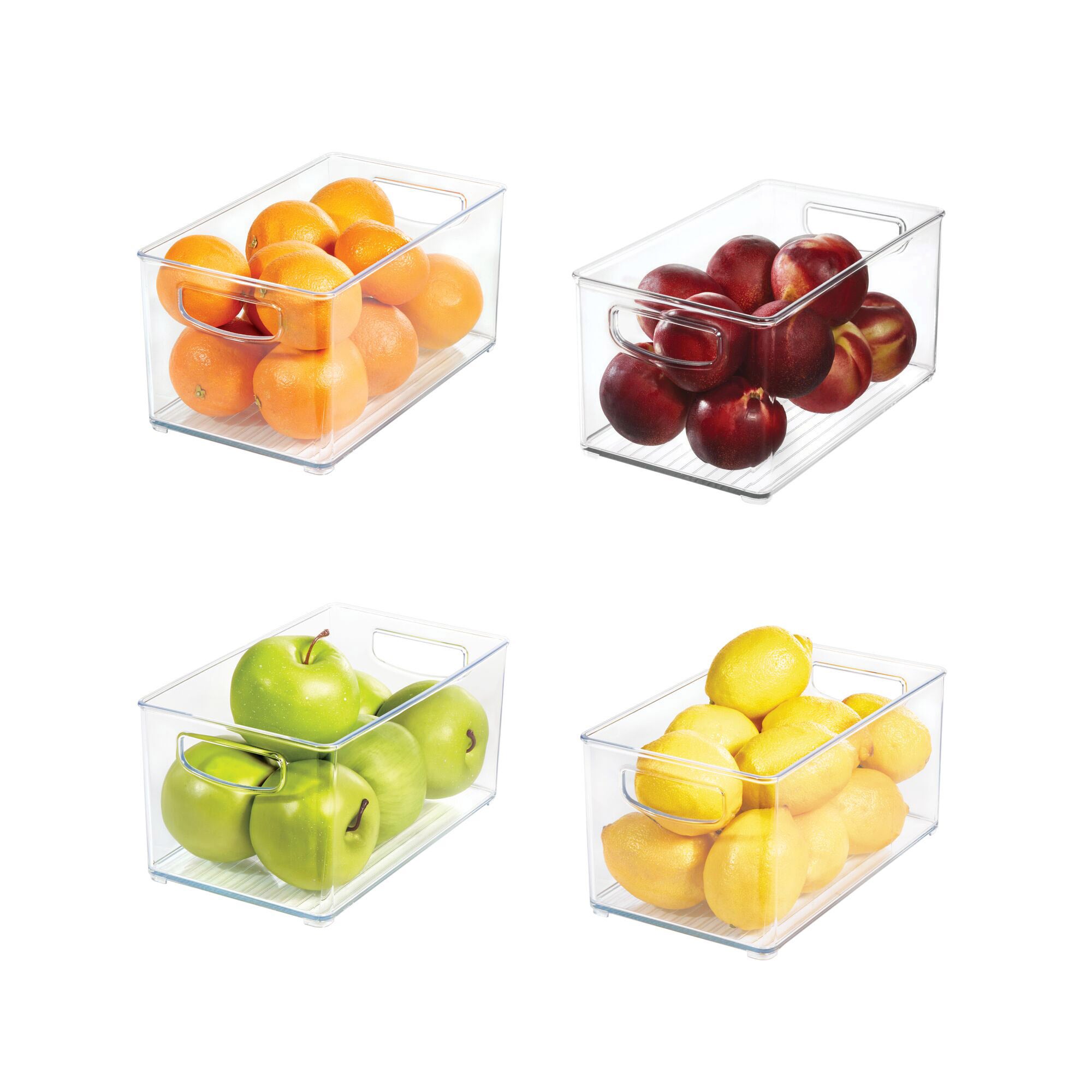 iDESIGN Linus Plastic Fridge/Pantry Kitchen Organizer Bins, Set of