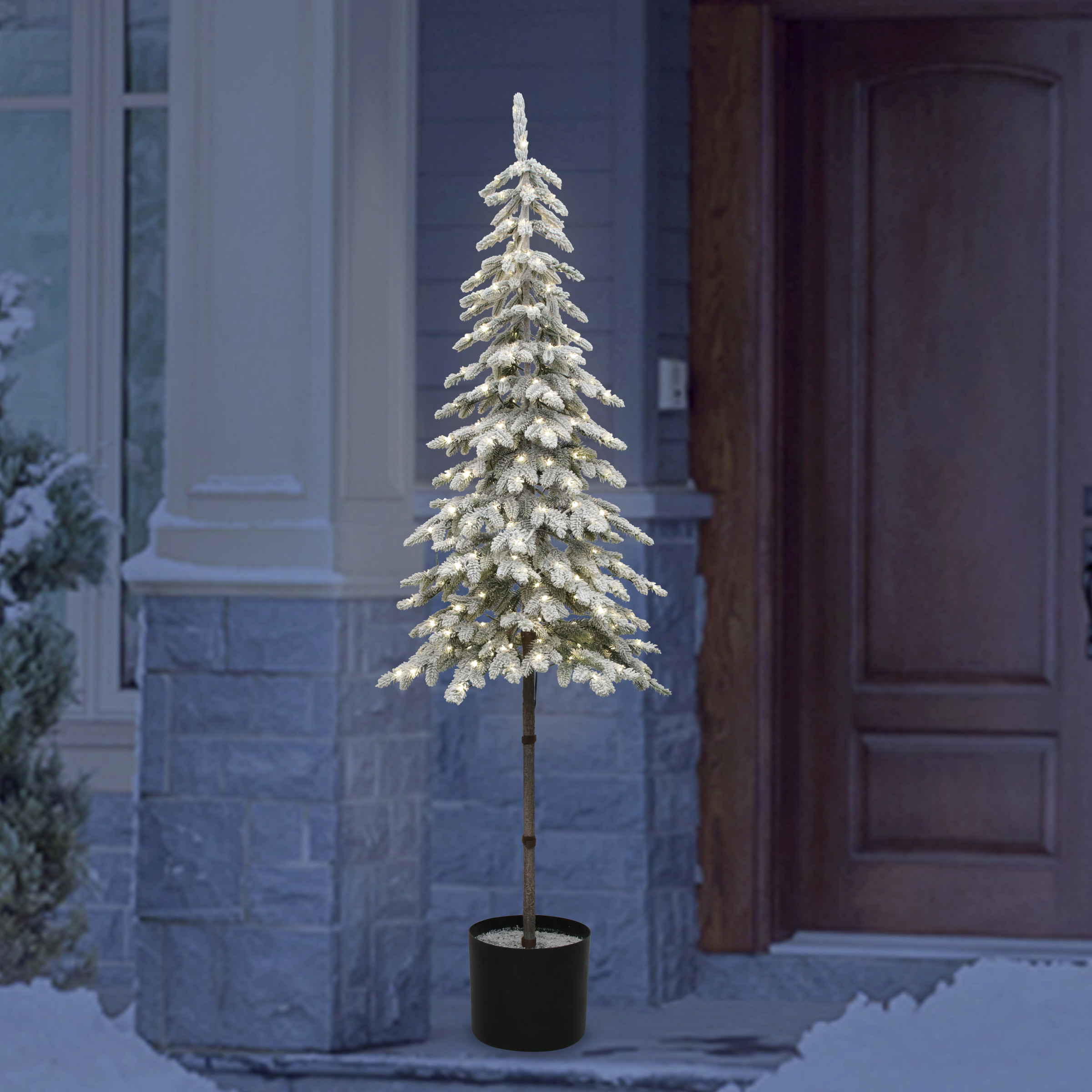 1.8 m (6 ft.) Potted Flocked Alpine Tree With Lights