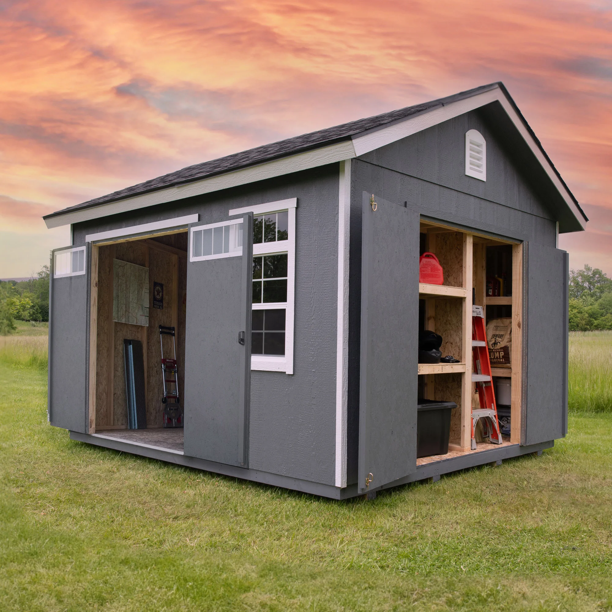 Yardline Easemont 10' x 12' Wood Shed with Quick Access Storage