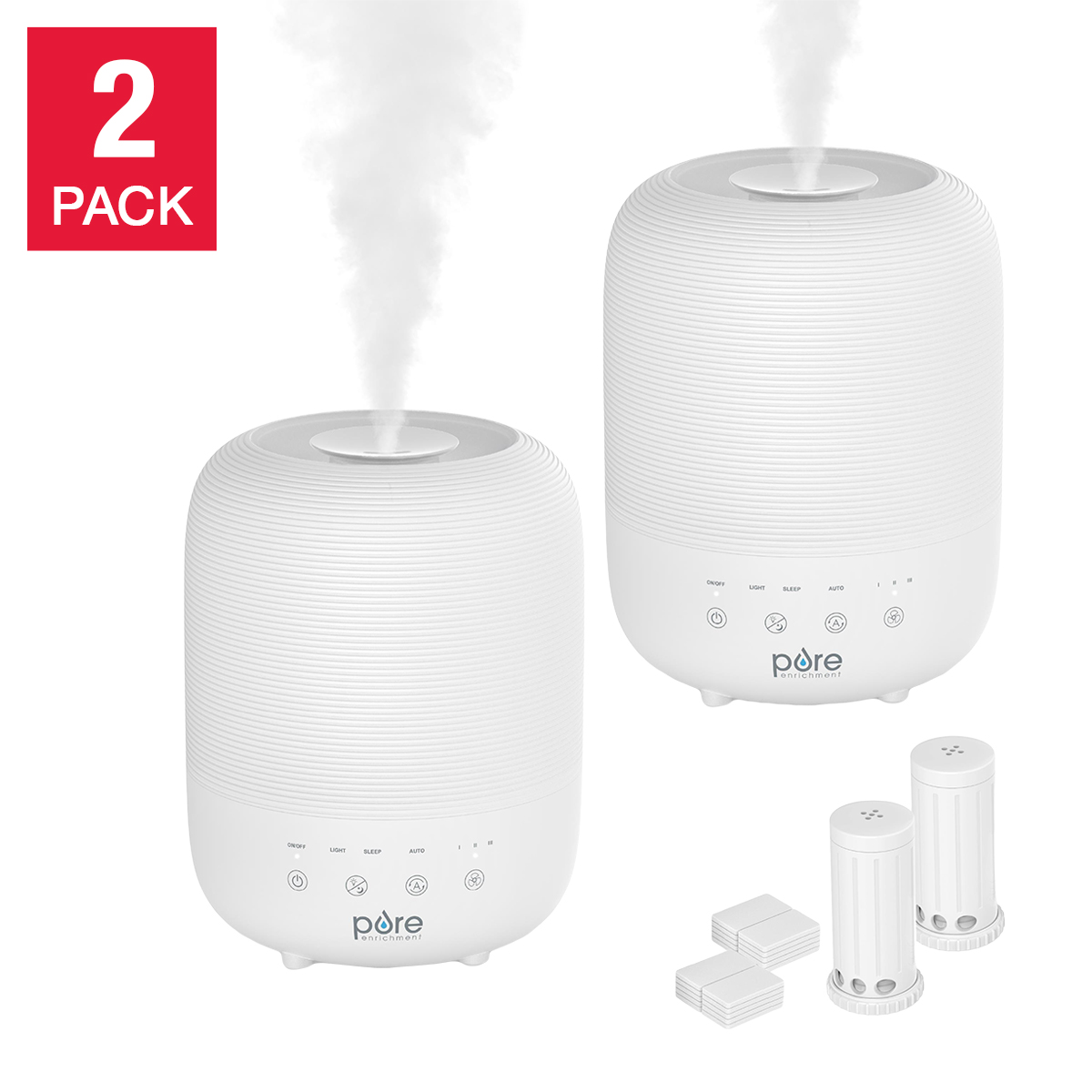 Pure Enrichment Hume Sense Top Fill Humidifier, 2 Pack