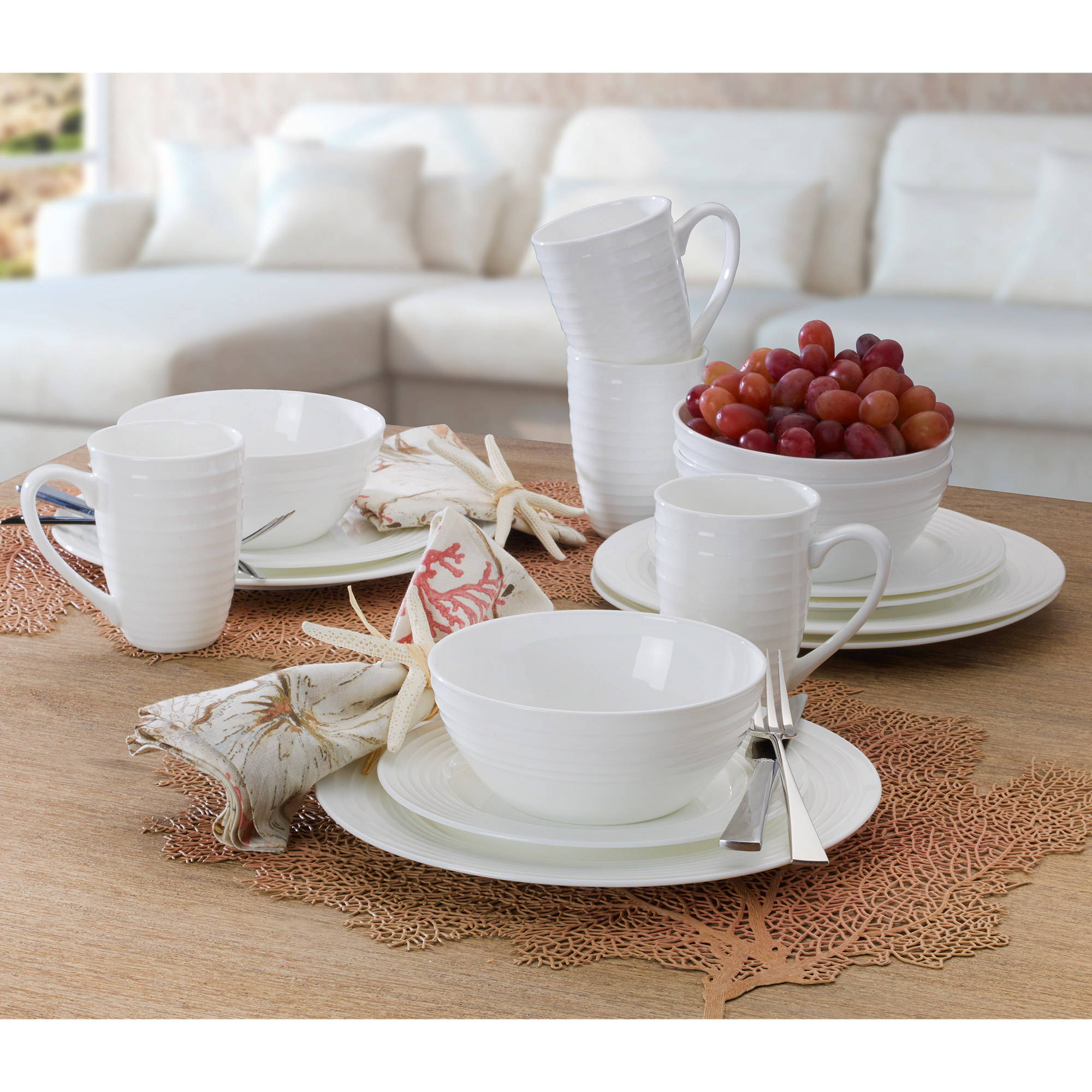White Dinnerware Casual China Dinnerware Sets Mikasa Marseilles 16-piece  Bone China Dinnerware Set Costco