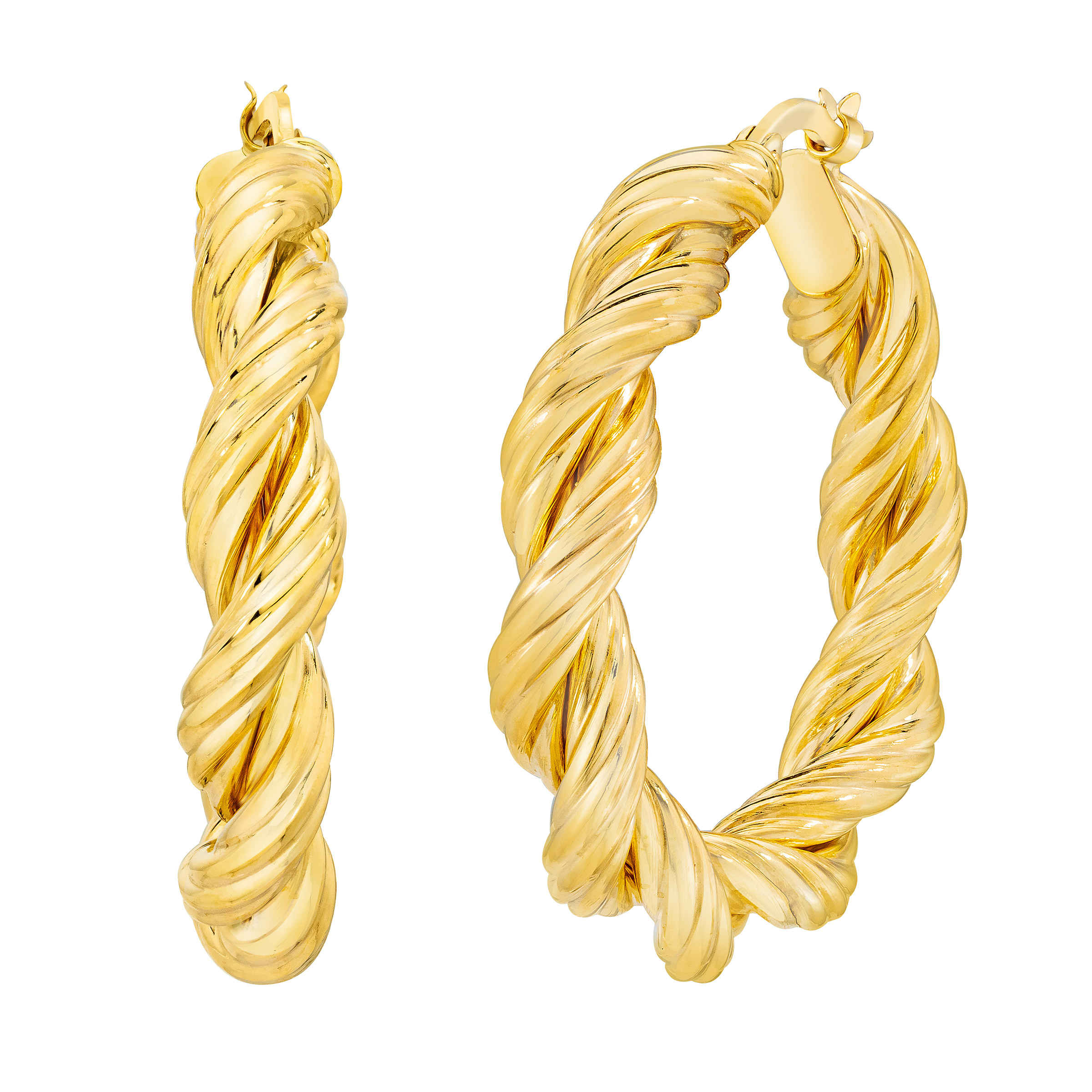 14kt Yellow Gold Double Row Twist Hoop Earrings