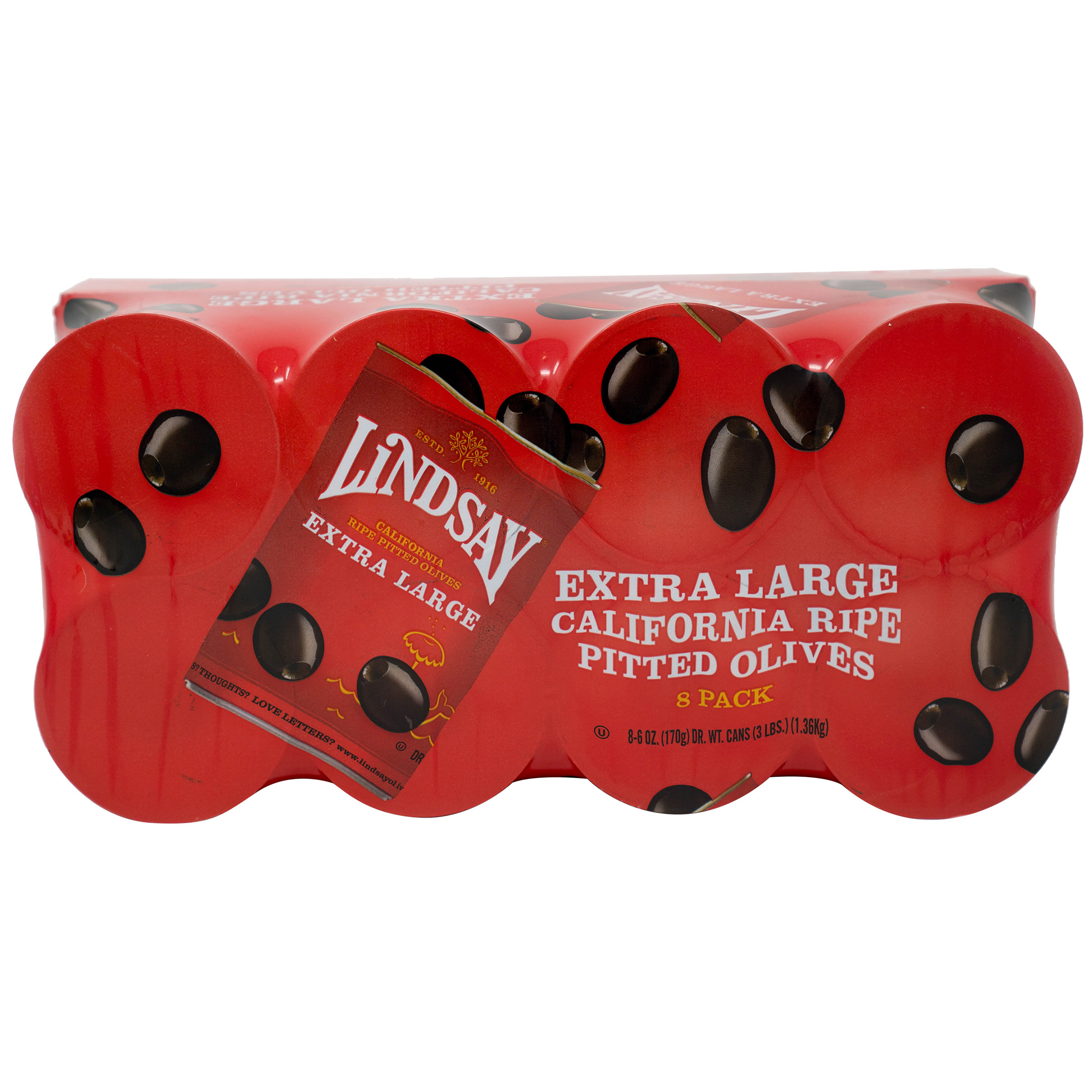 Lindsay  Extra Large Black Pitted Olives  6 oz  8-count