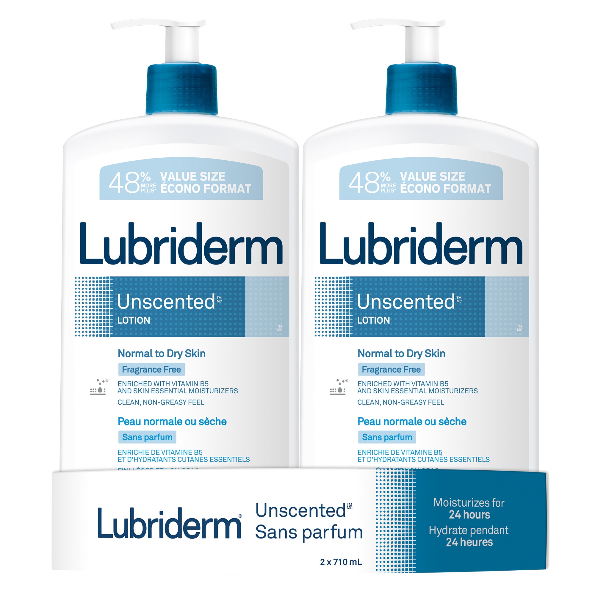 Lubriderm Unscented Lotion 710ml 2本セット Lubriderm Unscented Moisture, Unscented, 710ml & Advanced Moisture