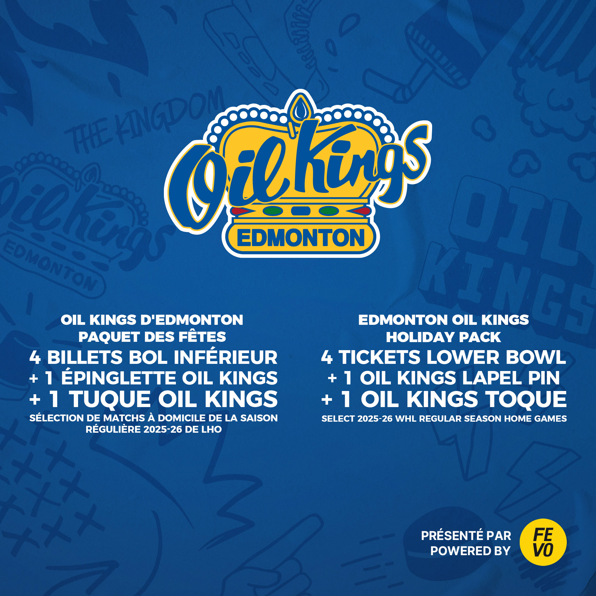 WHL Edmonton Oil Kings - 4 Tickets with 1 Lapel Pin and 1 Toque