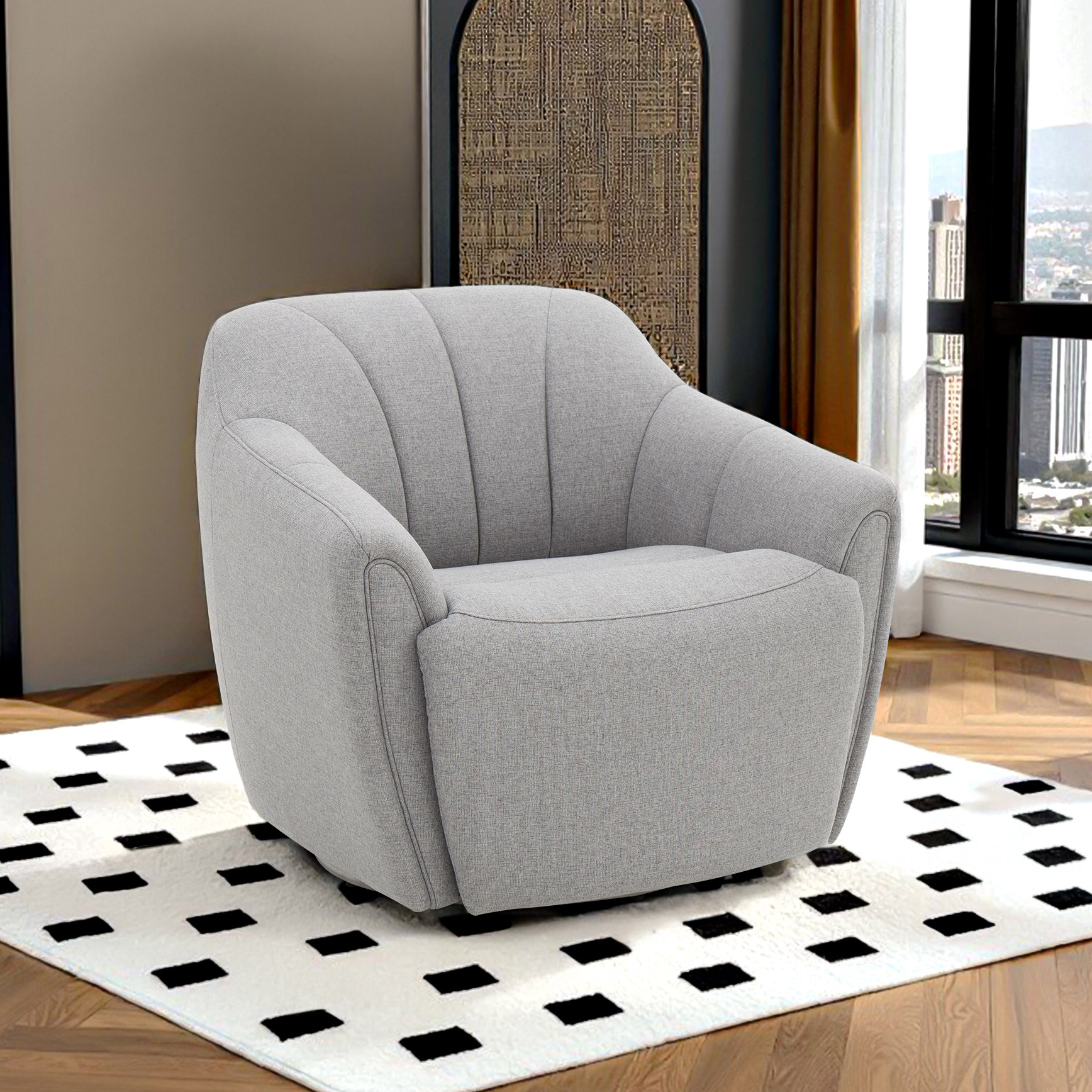 Fiona Fabric Swivel Chair with Power Footrest