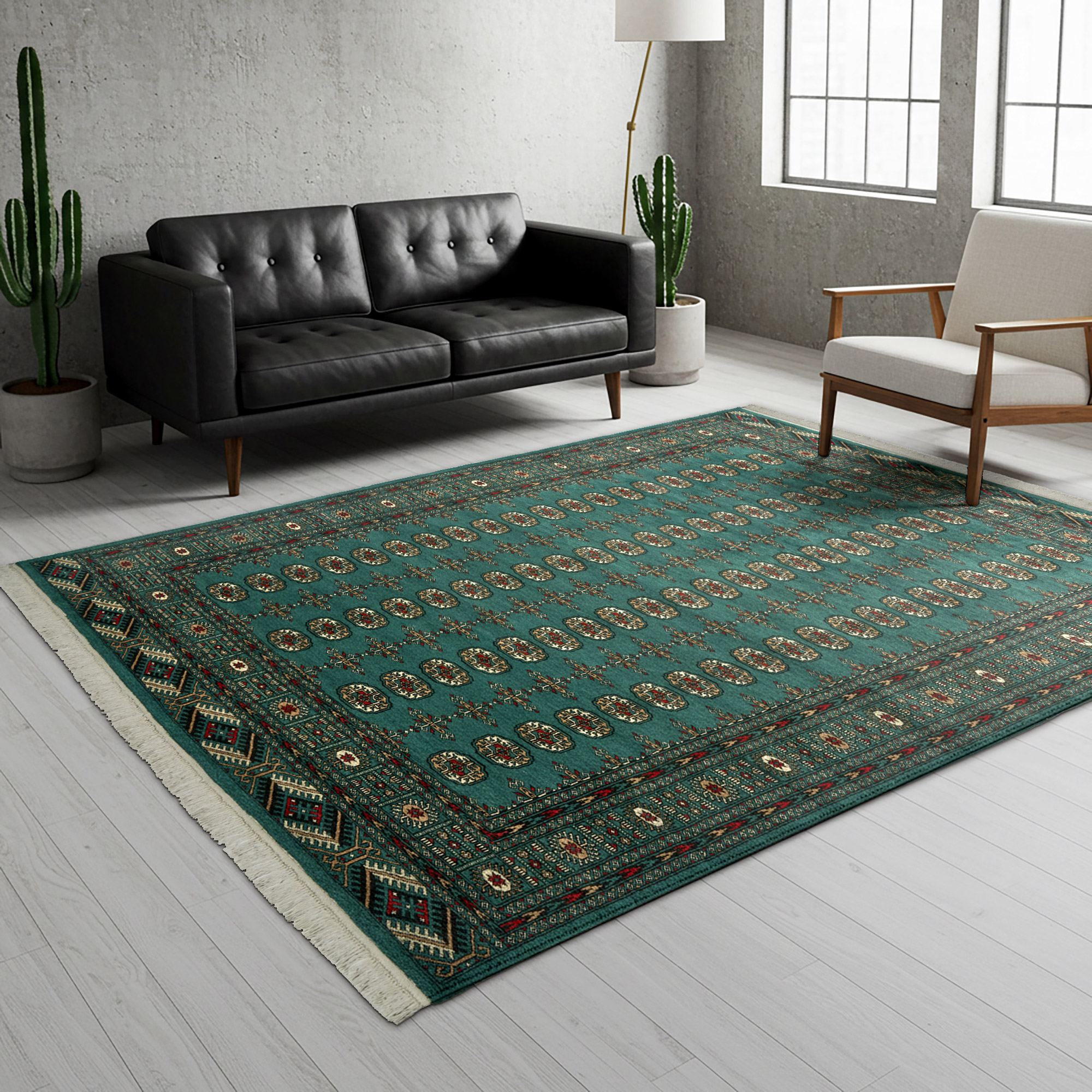 ラグ・カーペット Bukhara rugs Pakistani Hand Knotted Rug Collection, Classic Bukhara Kuba Green