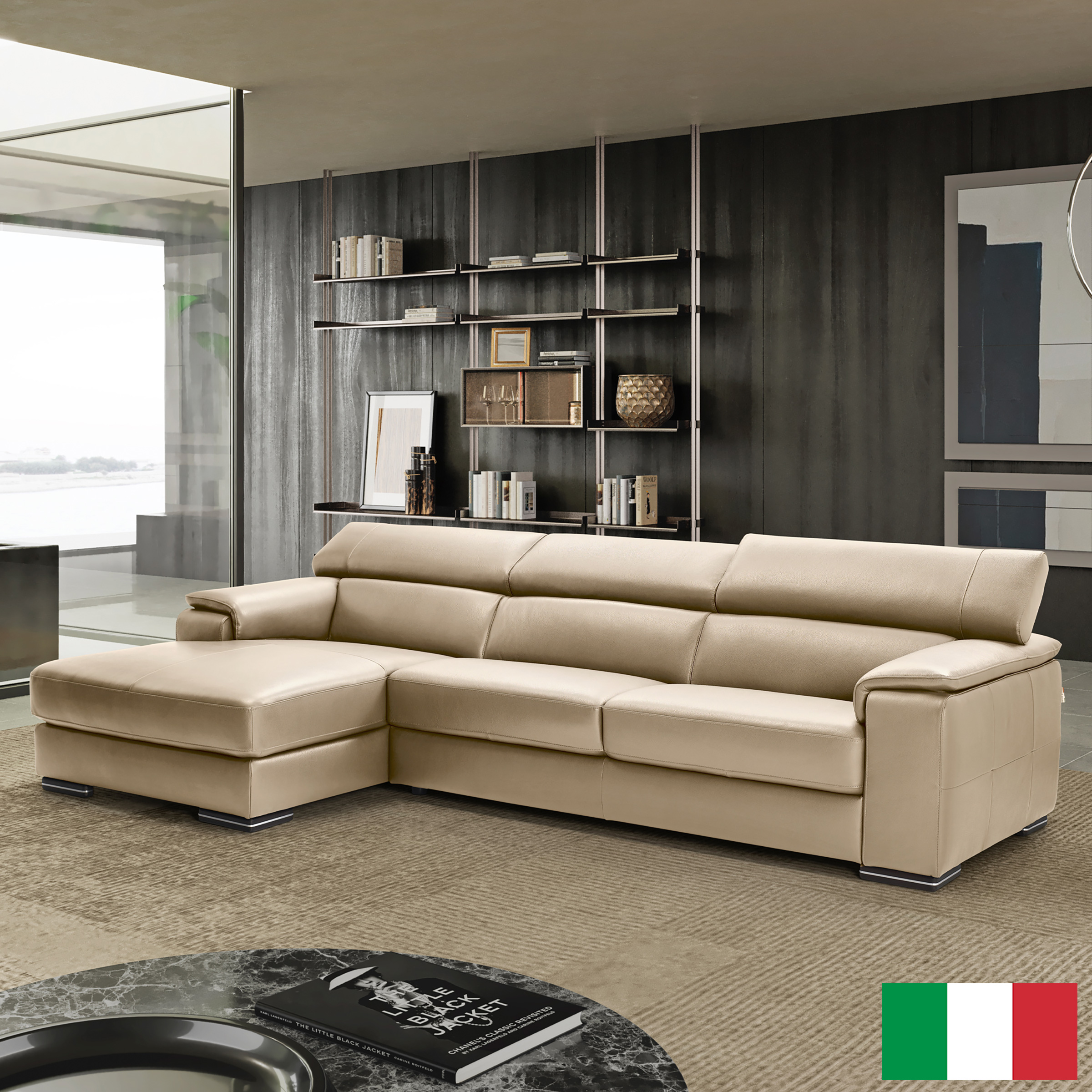 Magnum 2-piece Top Grain Leather sectional with Left Hand Facing Chaise