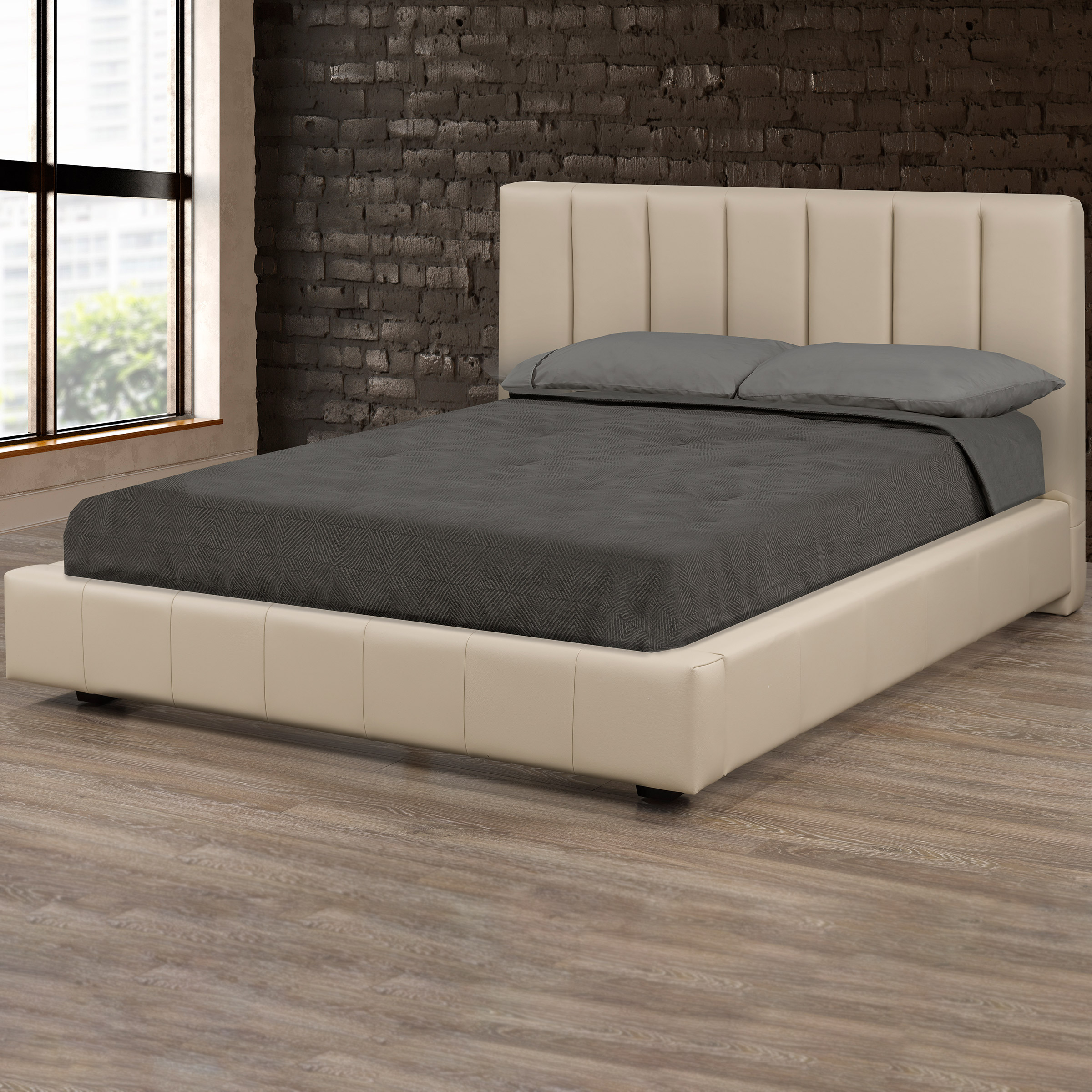 Livia Top Grain Leather Upholstered Platform Bed