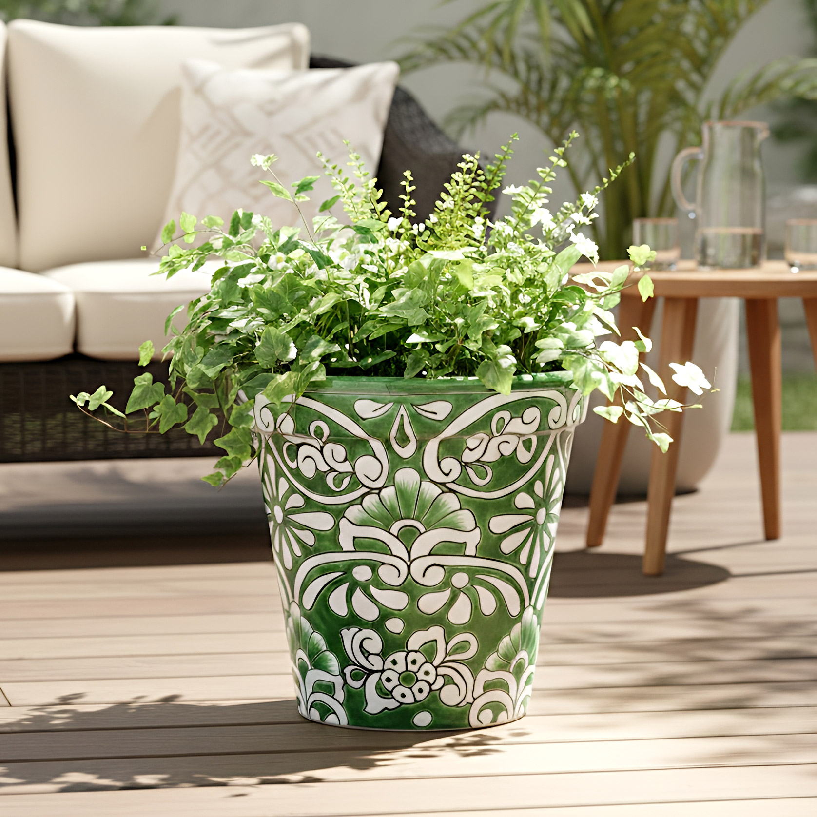 フラワー・ガーデニング htrurujrt Stylecraft 15” Talavera Planter | Costco
