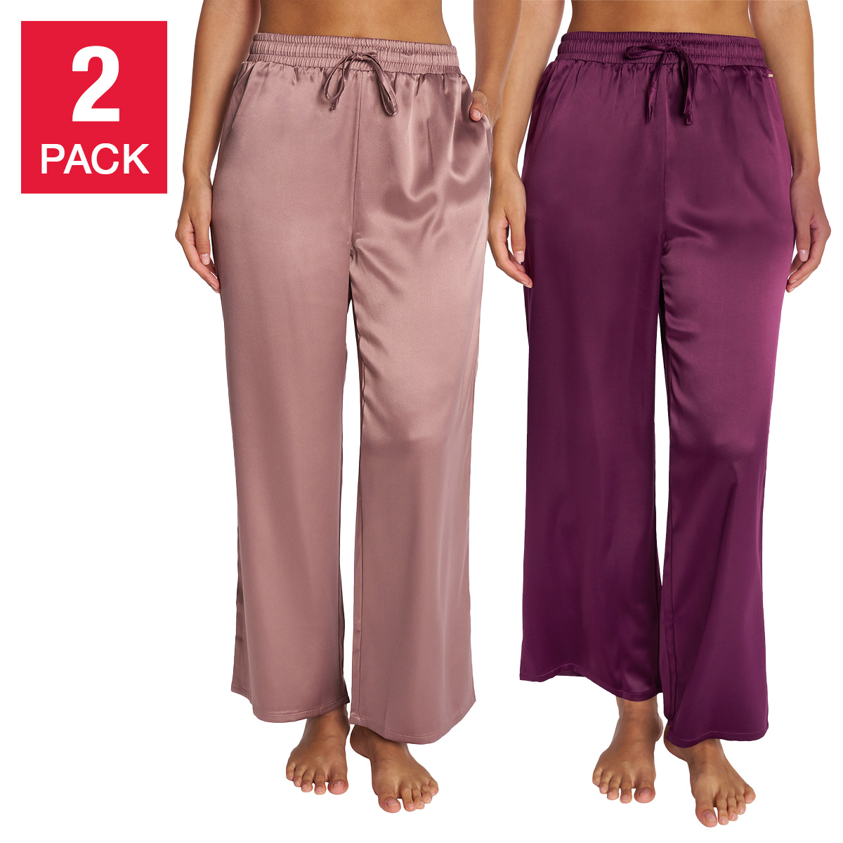BCBG Maxazria Women’s Satin Lounge Pants, 2 Pack