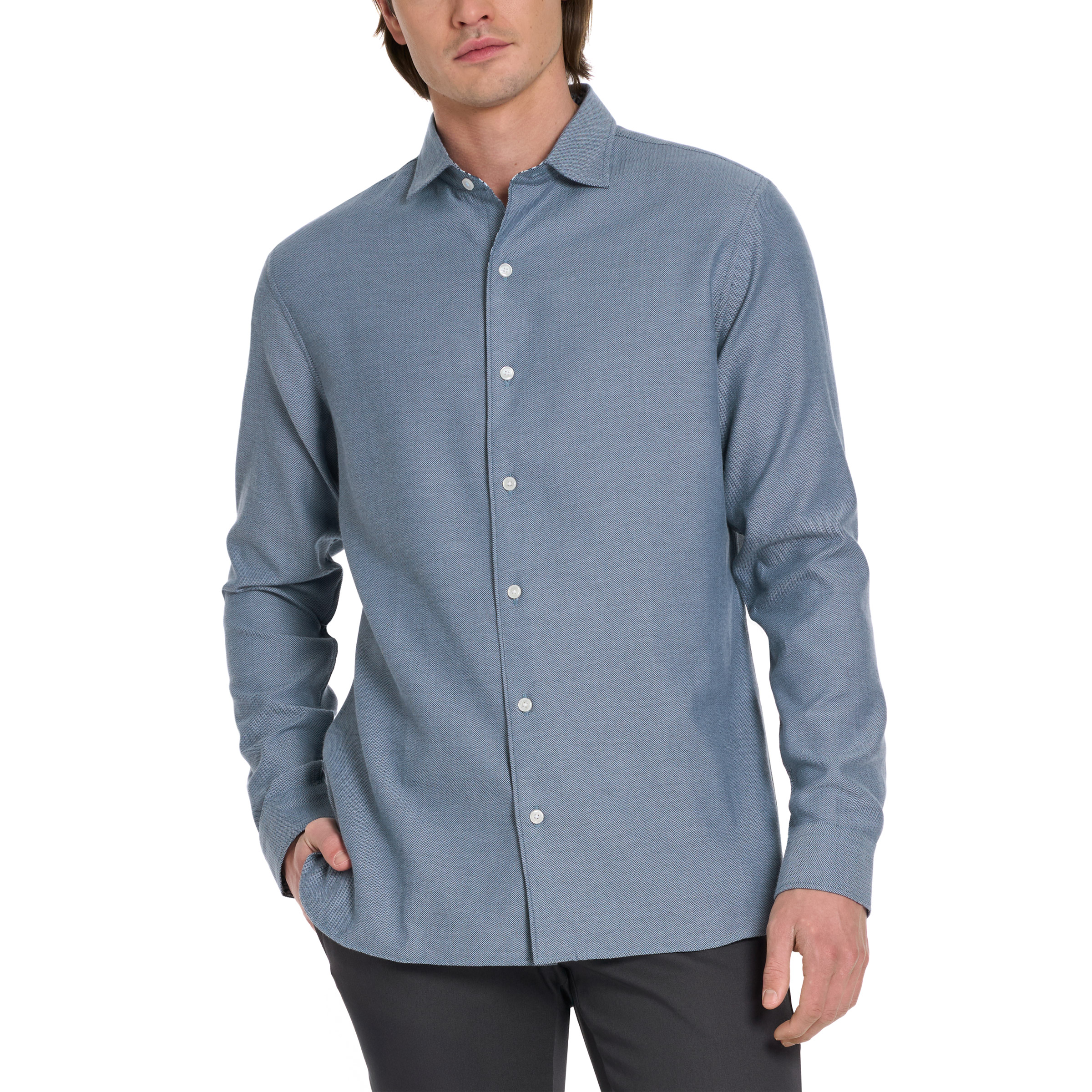 新品☆ TED BAKER サイズ2 白×紺色 Ted Baker Men's Long Sleeve Button Up Shirt | Costco