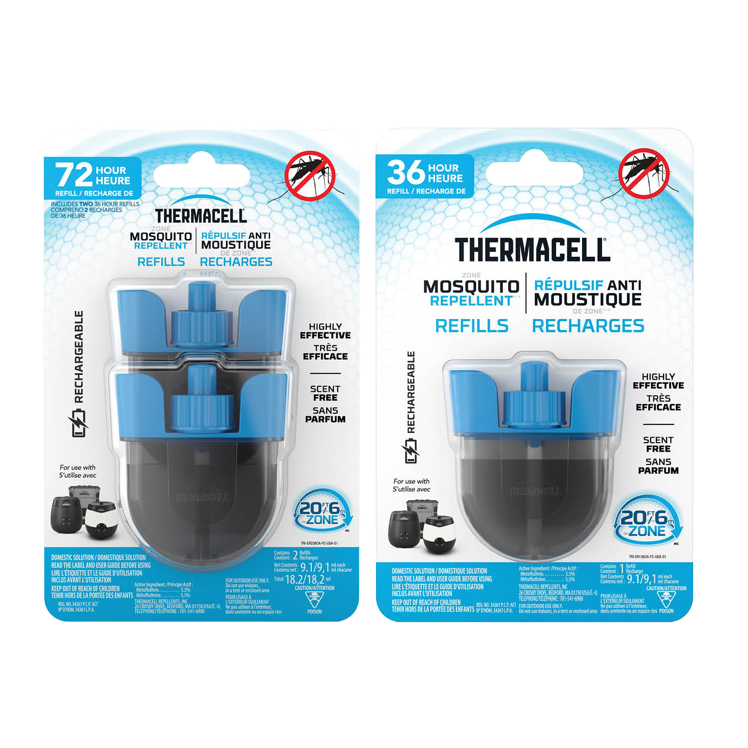 Thermacell Rechargeable Mosquito Repeller Refill Cartridges for E90, 108 hours