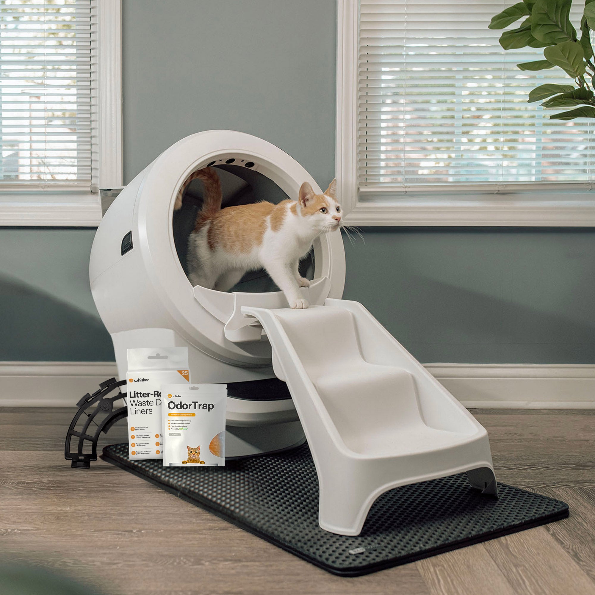 Litter-Robot 4 Self-Cleaning Cat Litter Box, LitterHopper Bundle - White