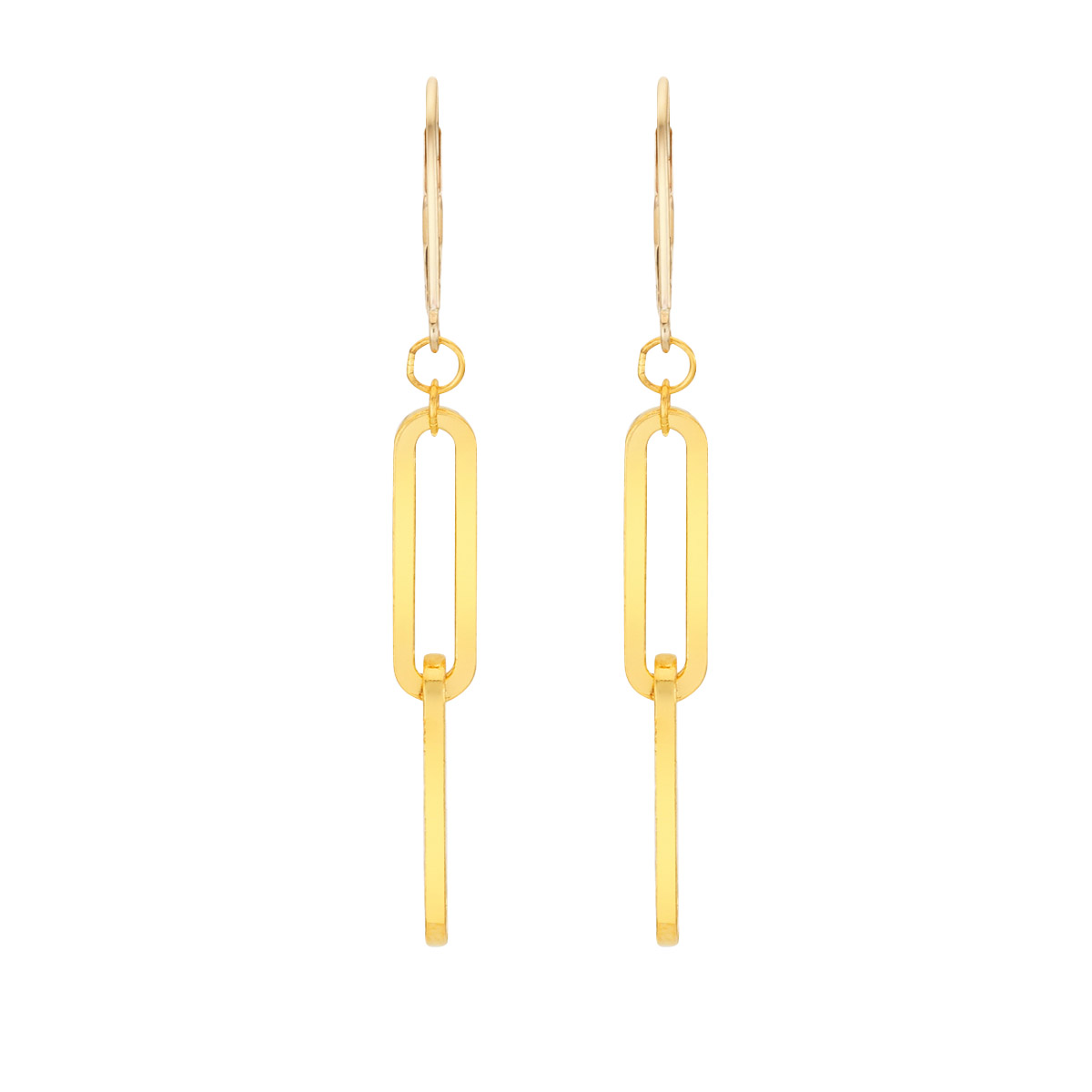 Paperclip Dangle Earrings in 24-kt Yellow Gold