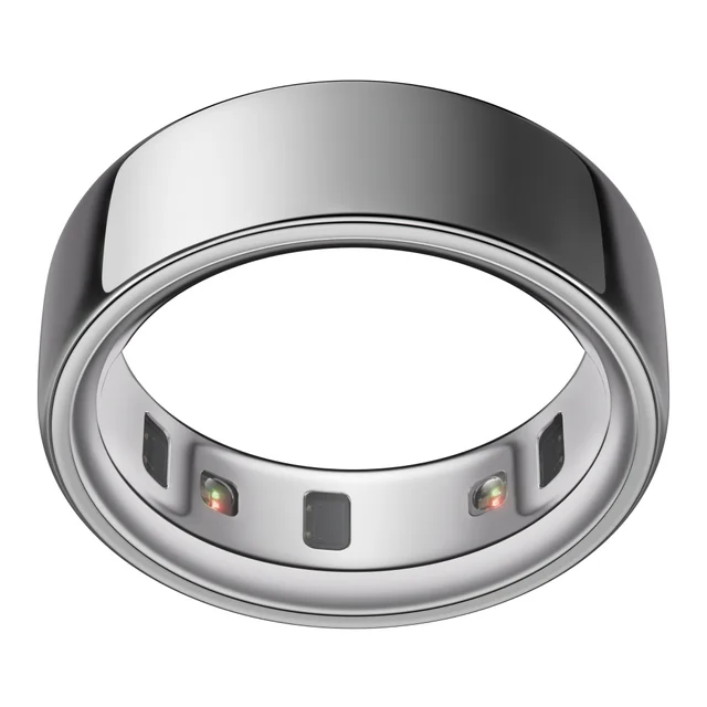 Oura Ring 4 Silver Smart Ring, Exclusive Bundle, Ring + Additional Charger Included - Size 7
